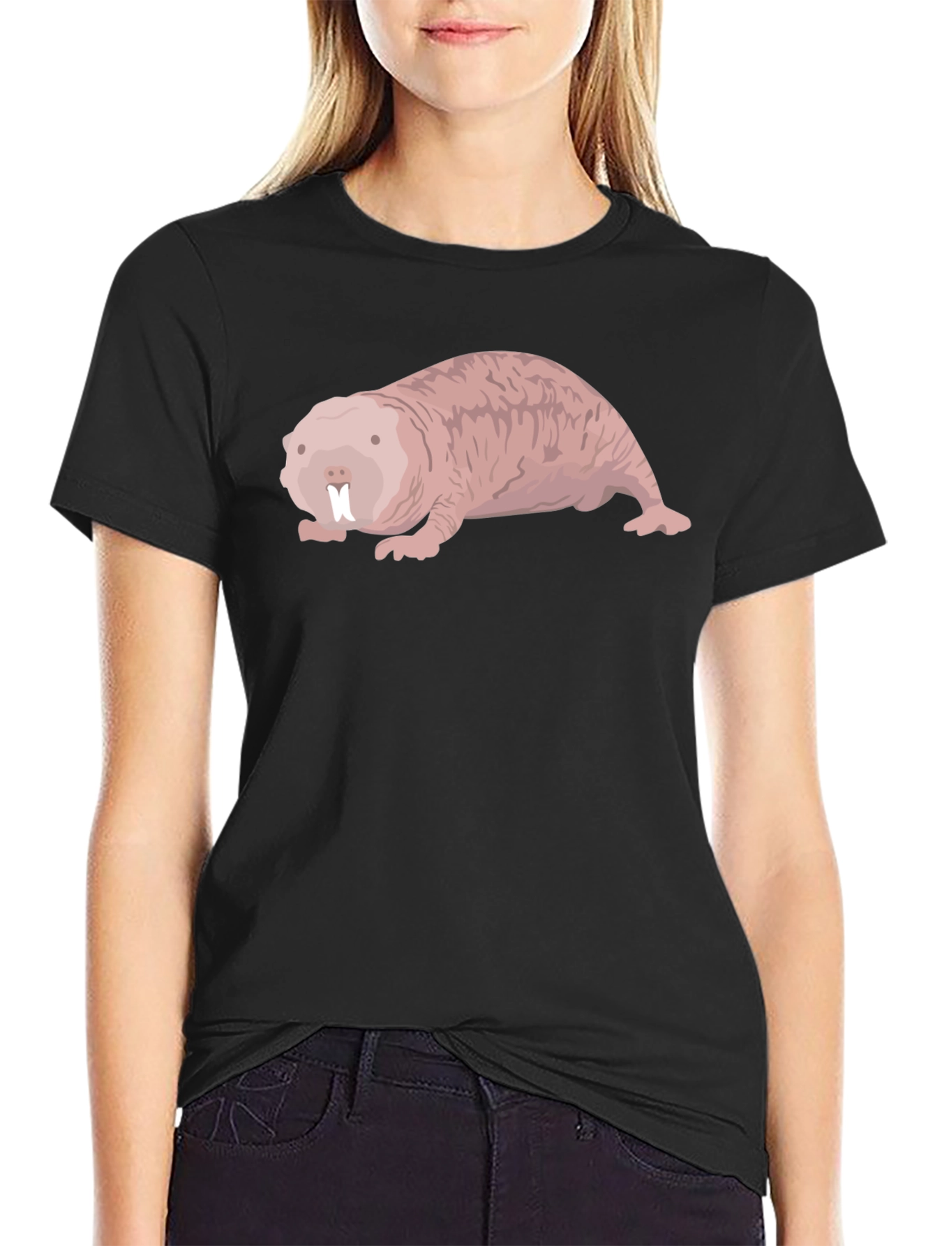 Naked Mole Rat Black T-Shirt - Unusual Rodent Tee