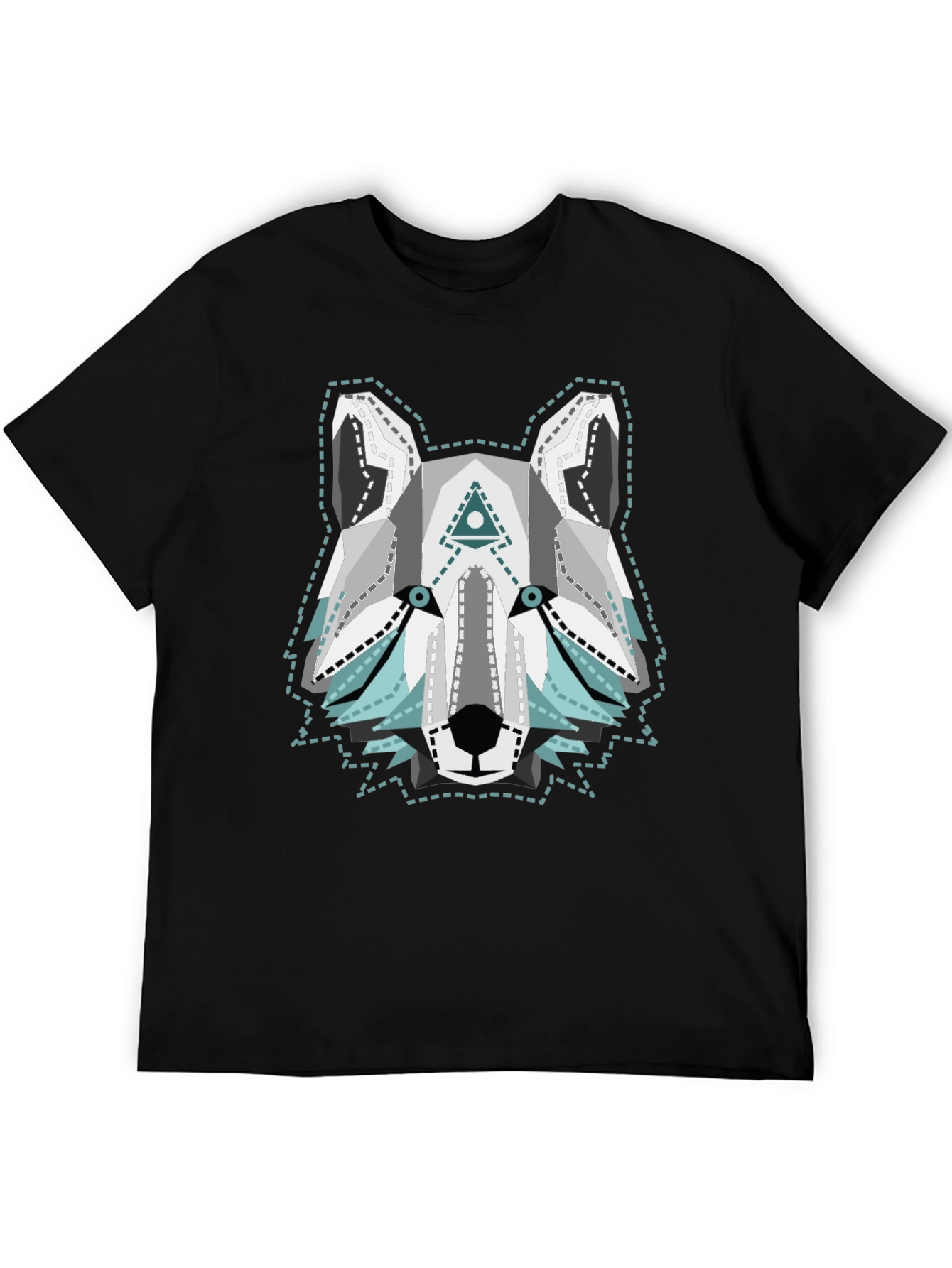 Geometric Wolf Graphic Tee - Cool Animal T-Shirt