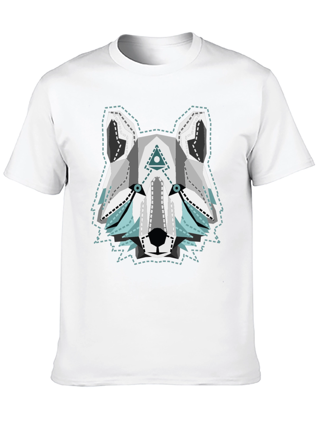 Geometric Wolf Graphic Tee - Cool Animal T-Shirt