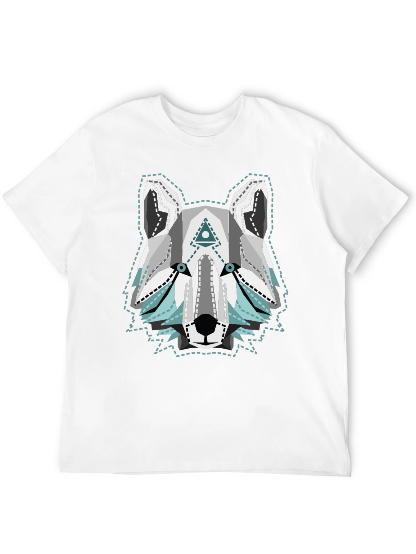 Geometric Wolf Graphic Tee - Cool Animal T-Shirt