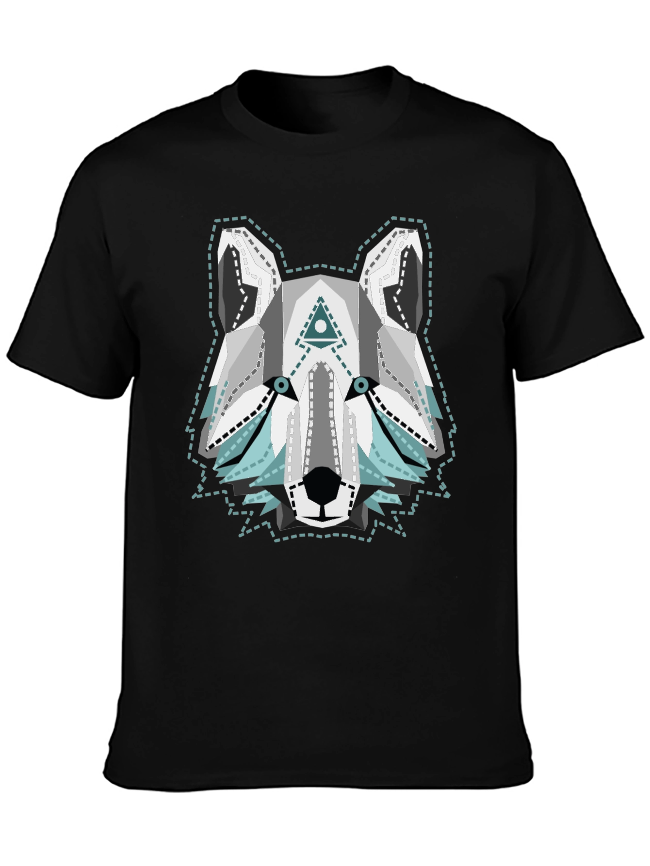 Geometric Wolf Graphic Tee - Cool Animal T-Shirt