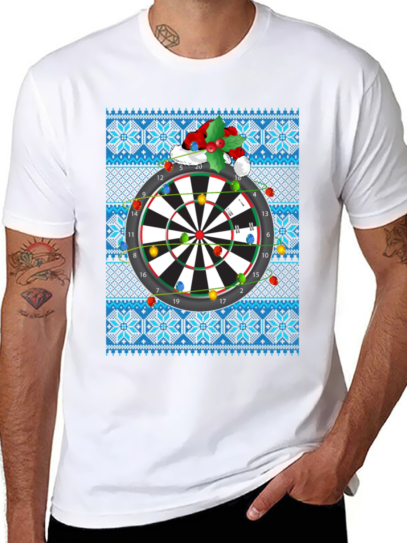 Festive Dartboard Ugly Christmas T-Shirt