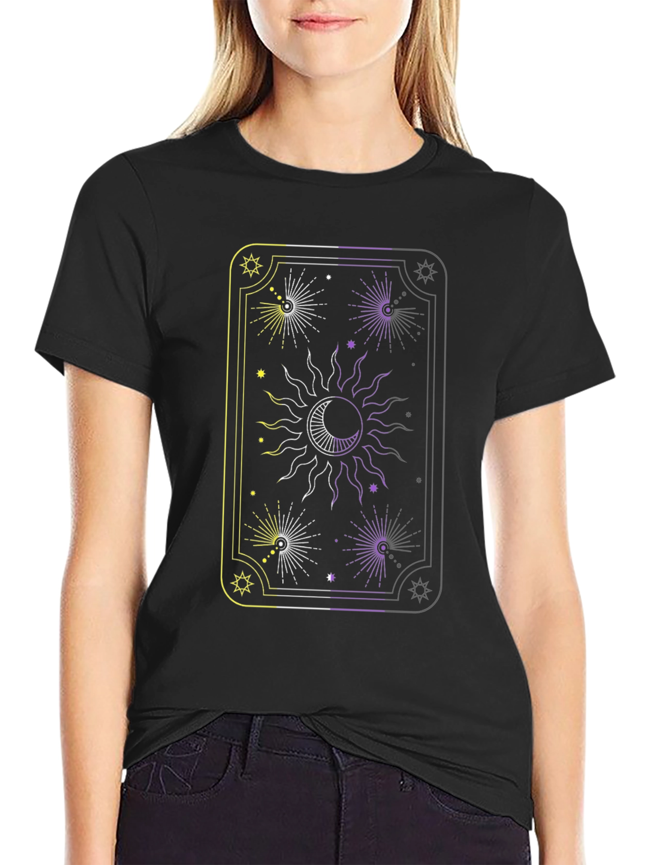 Celestial Sun and Moon Tarot Card Graphic Tee