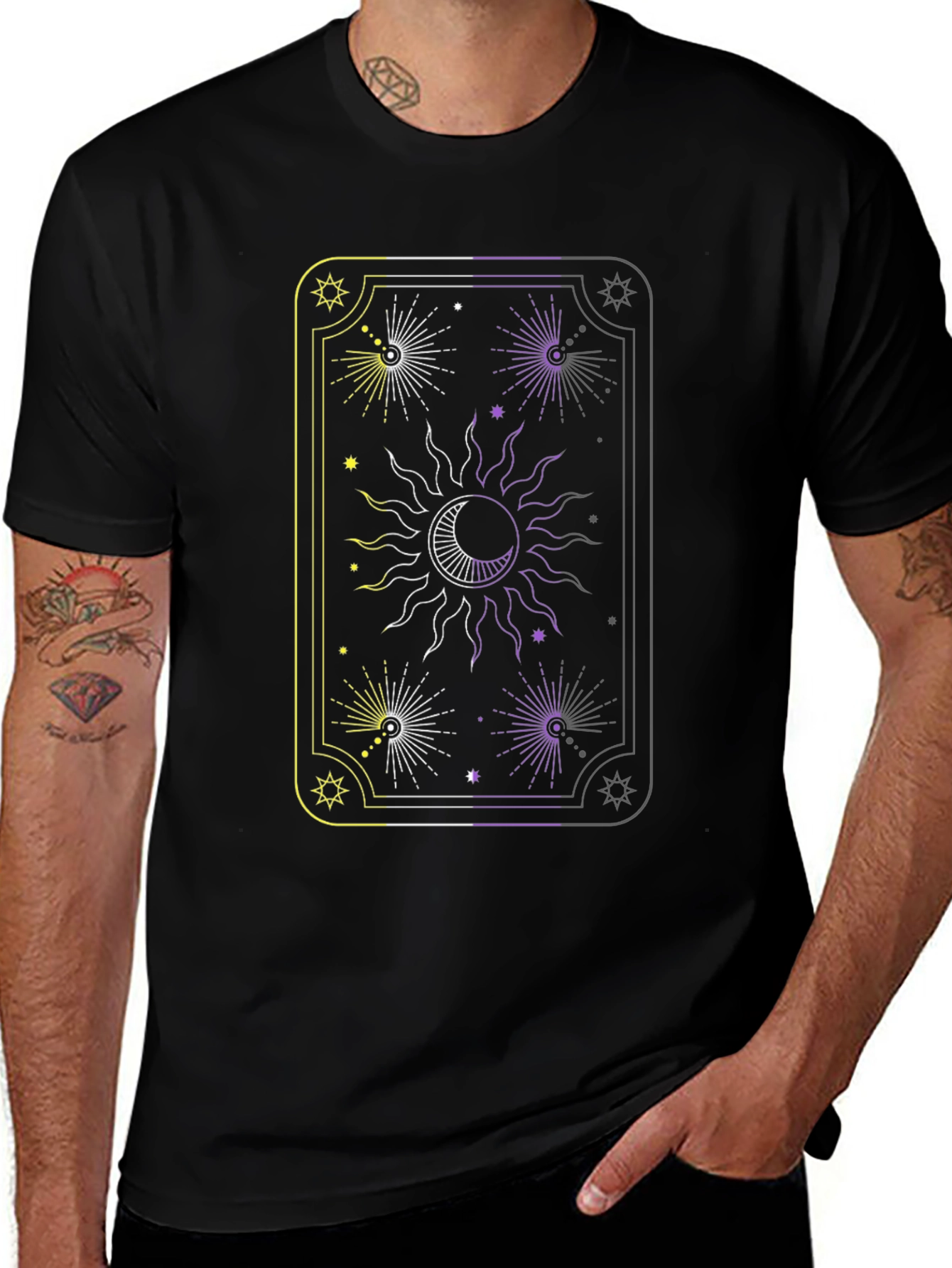 Celestial Sun and Moon Tarot Card Graphic Tee