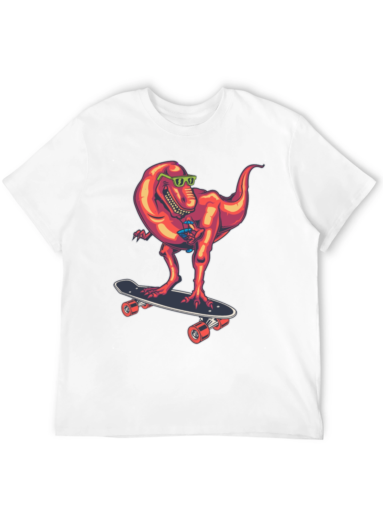 Dino Skateboarder Graphic Tee - Cool T-Rex Design