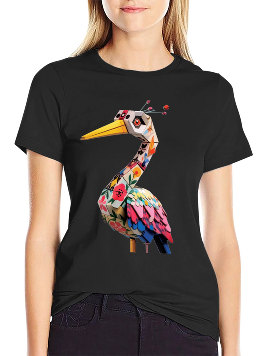 Geometric Floral Bird Graphic Tee