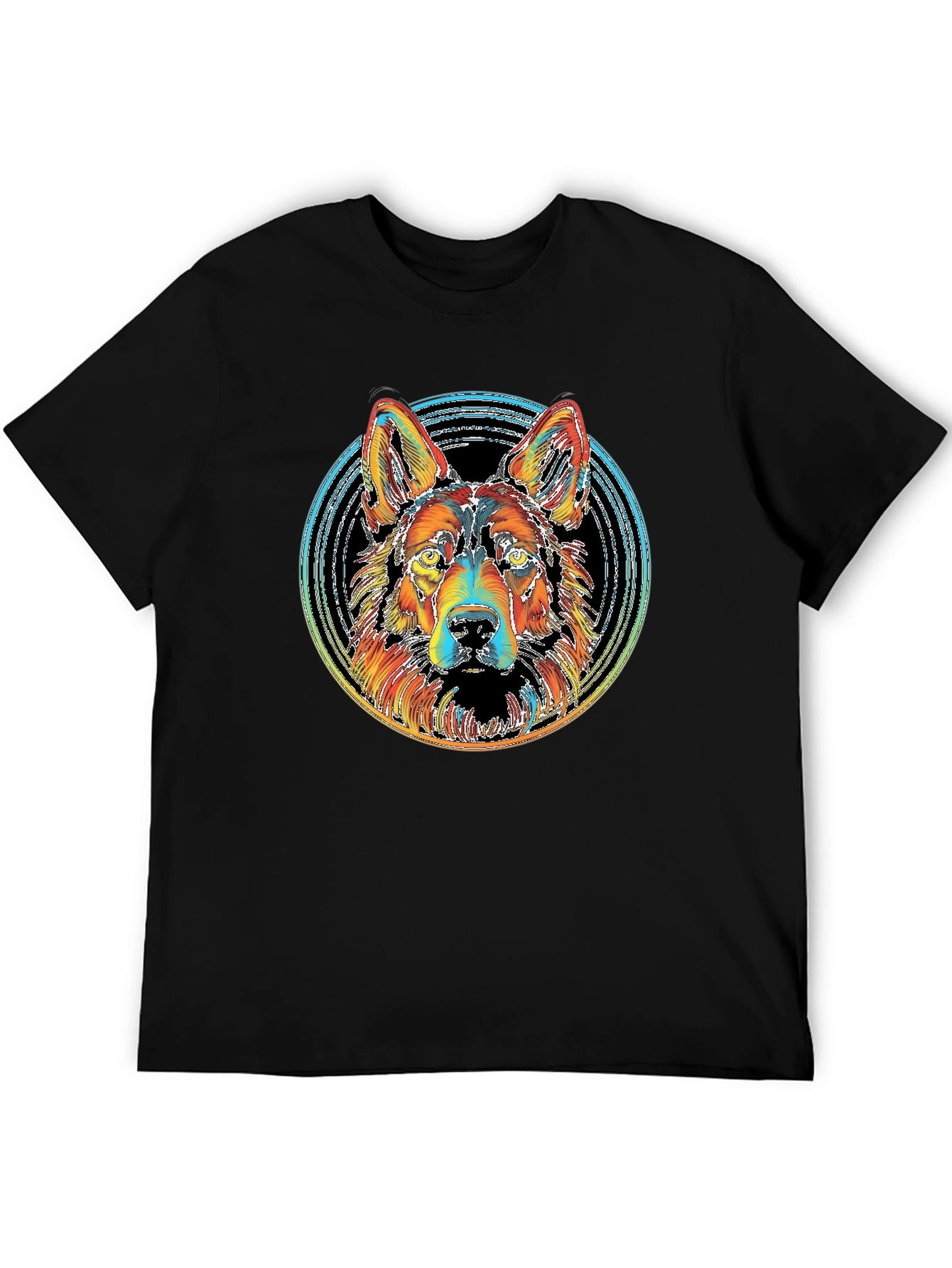 Vibrant German Shepherd Graphic Tee - Black