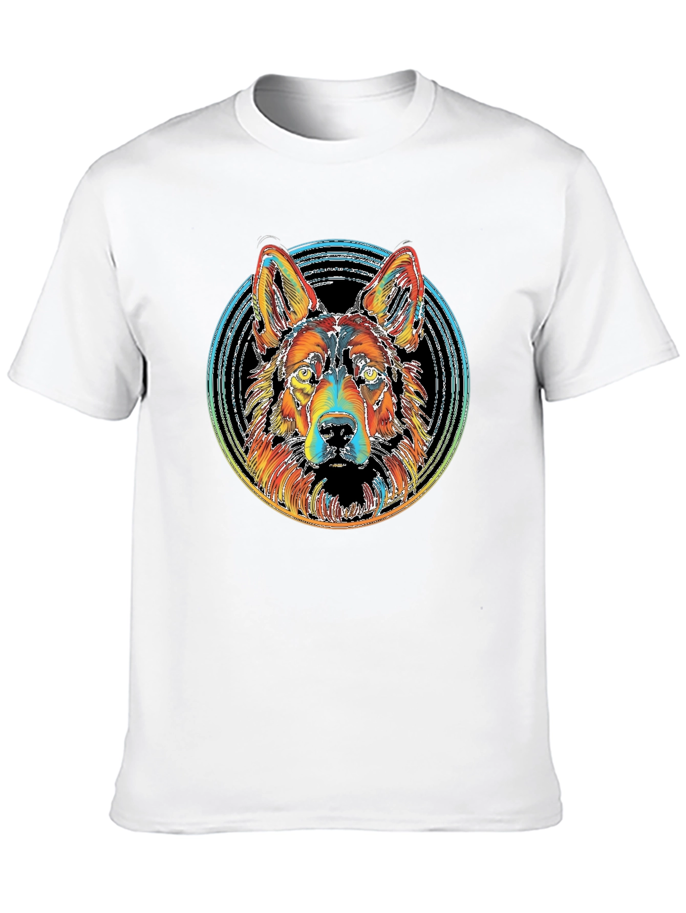 Vibrant German Shepherd Graphic Tee - Black