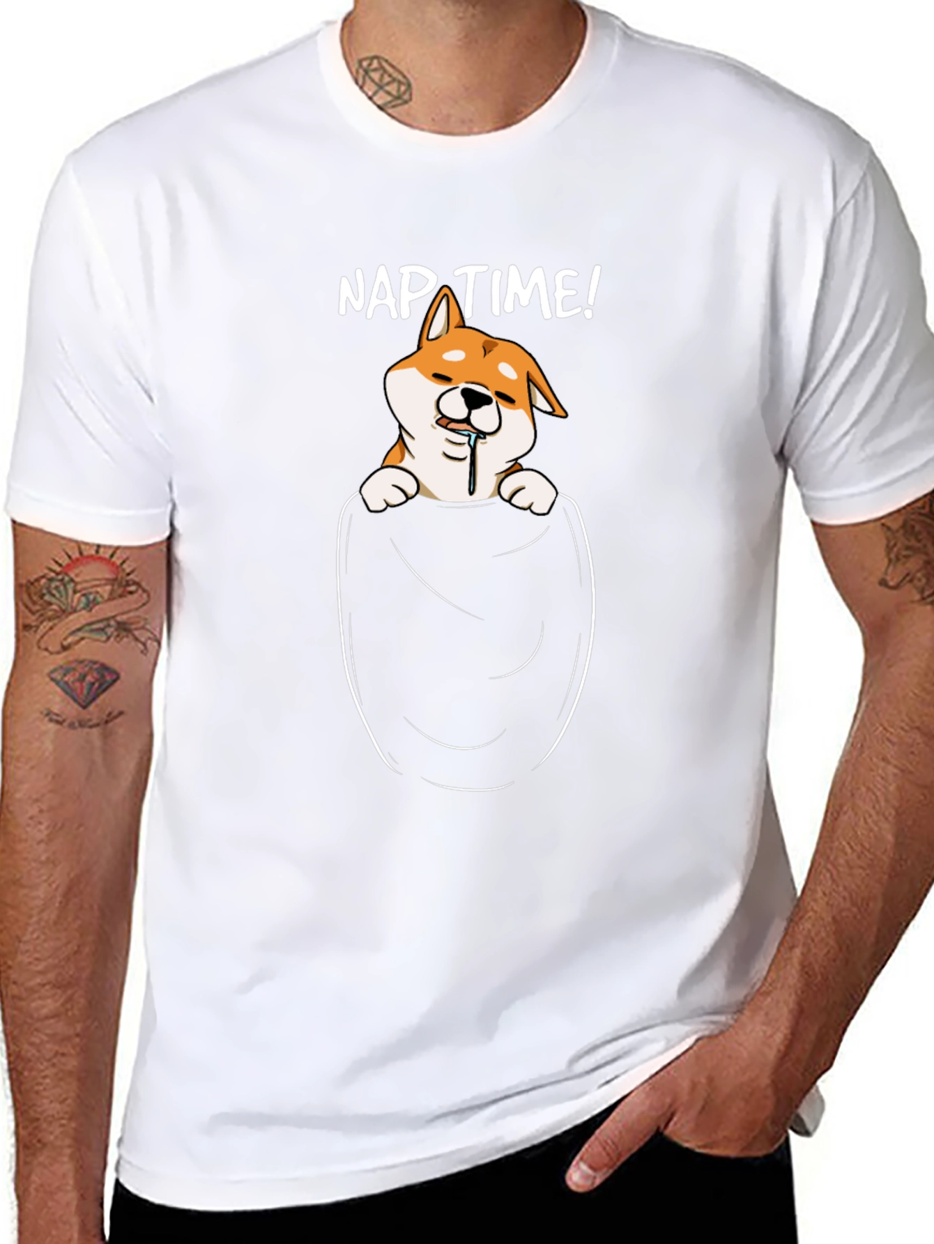 Nap Time Shiba Inu Pocket Tee