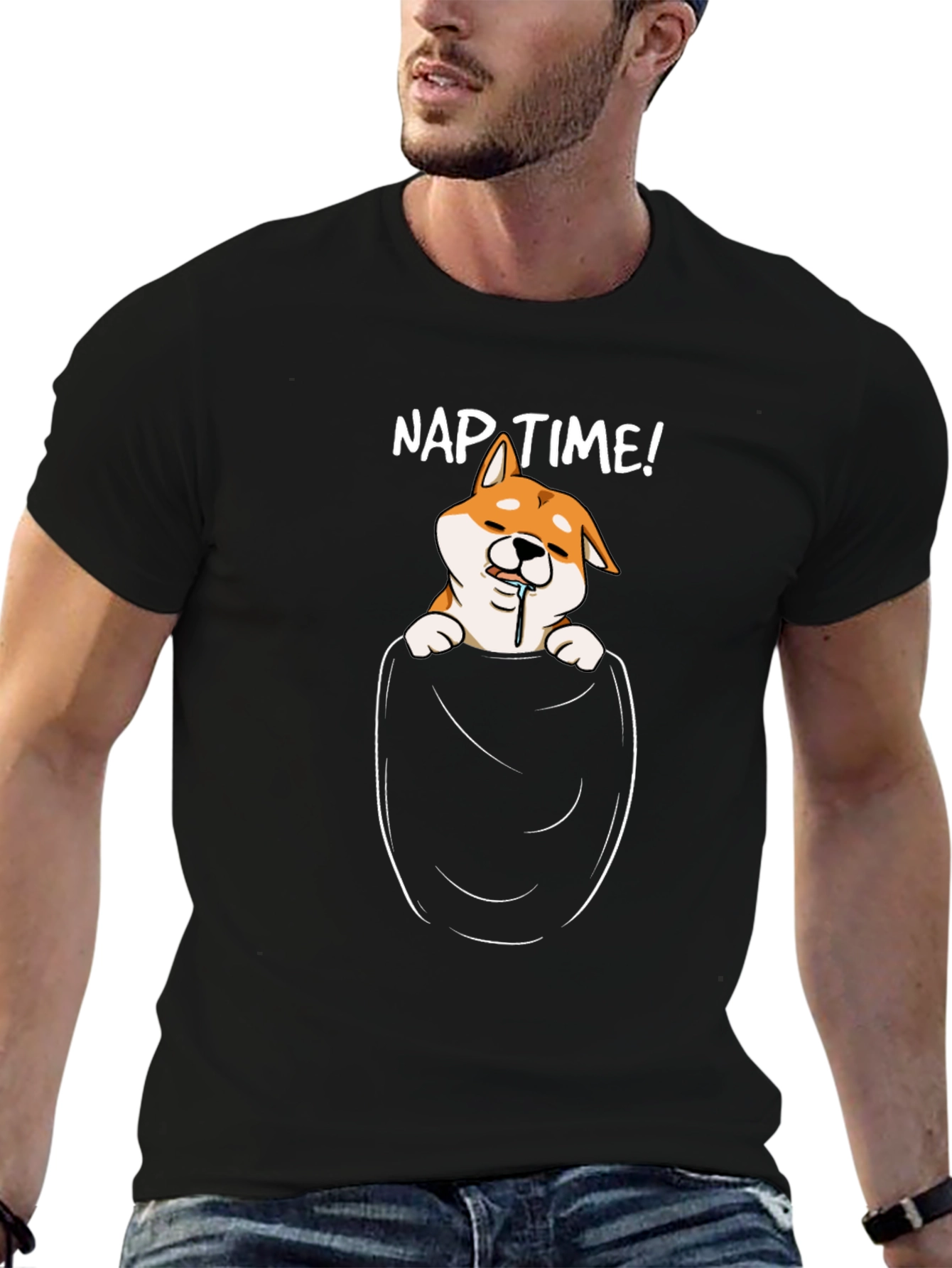 Nap Time Shiba Inu Pocket Tee