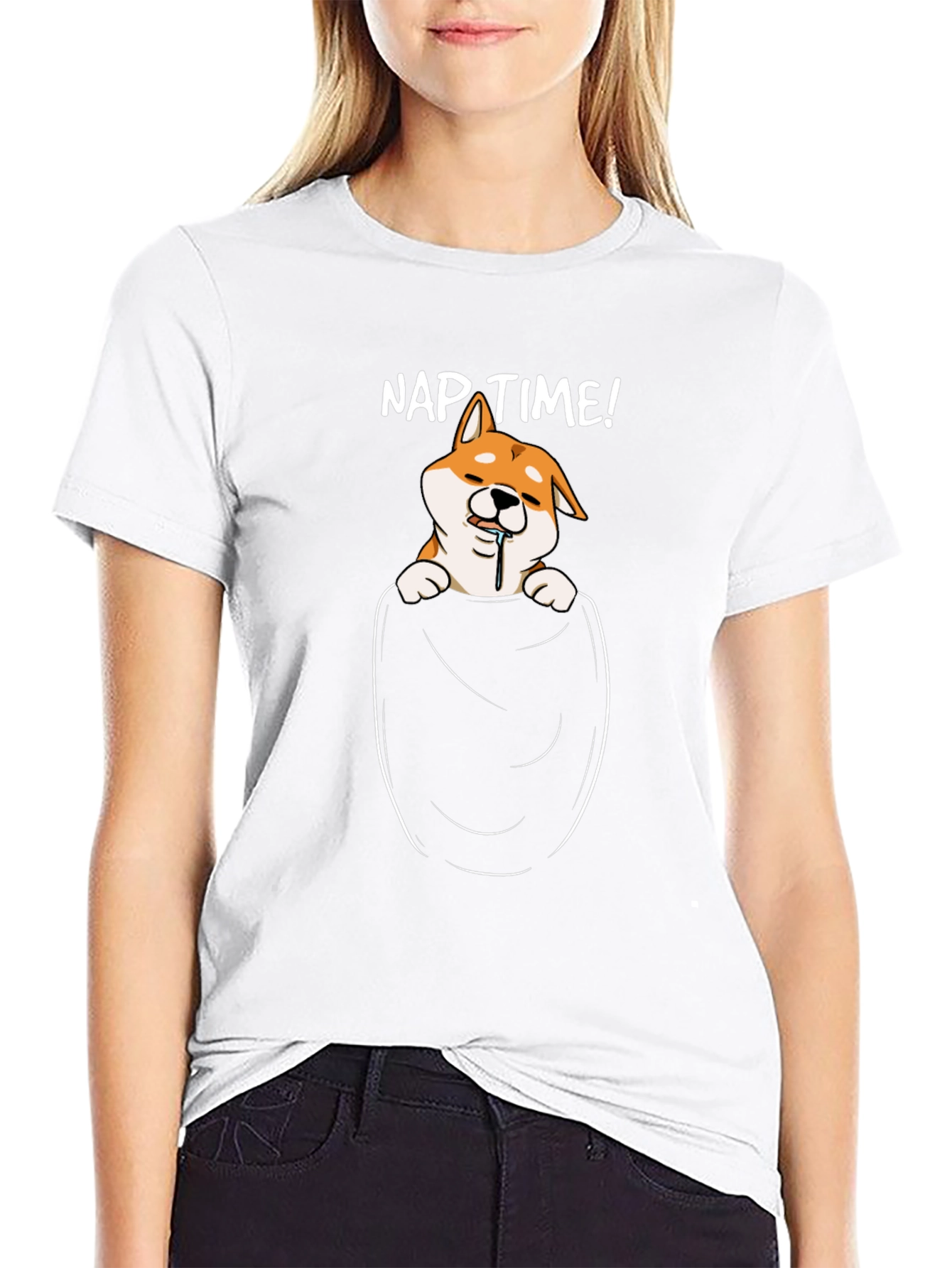 Nap Time Shiba Inu Pocket Tee