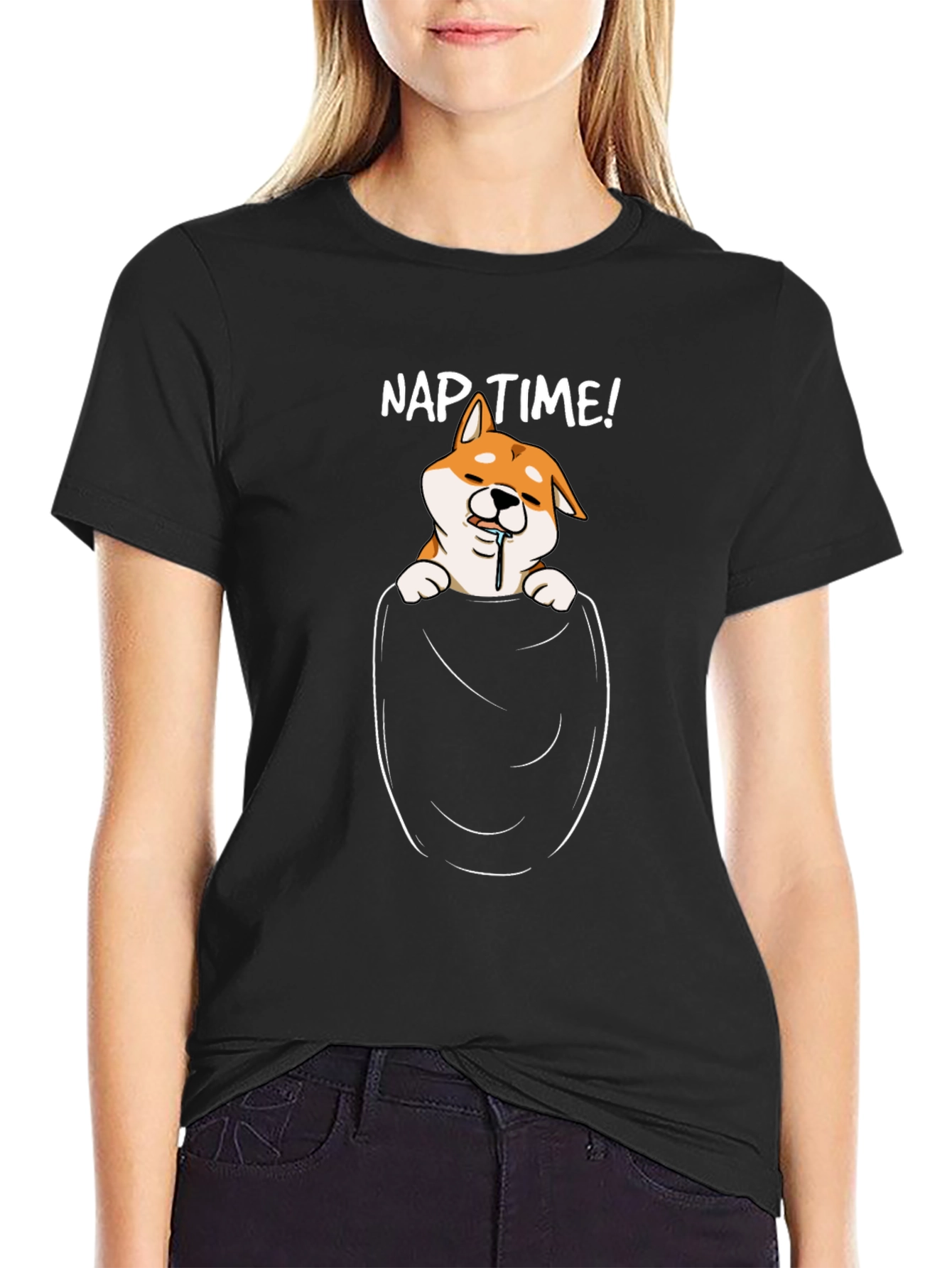 Nap Time Shiba Inu Pocket Tee