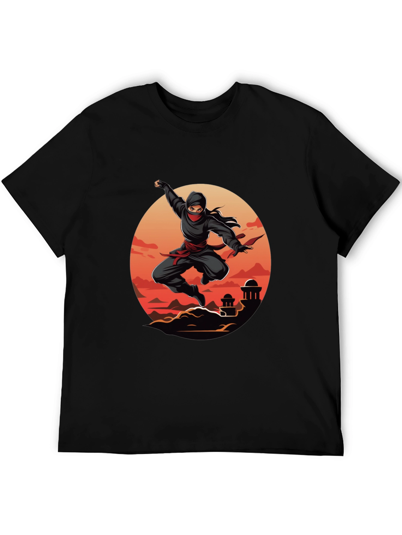 Ninja Warrior Graphic Tee - Black Cotton T-Shirt