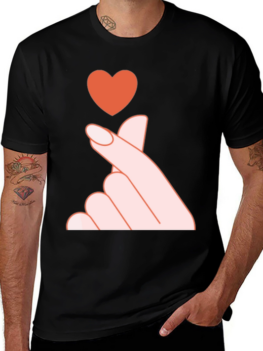 Korean Heart Sign Black T-Shirt - Express Your Love