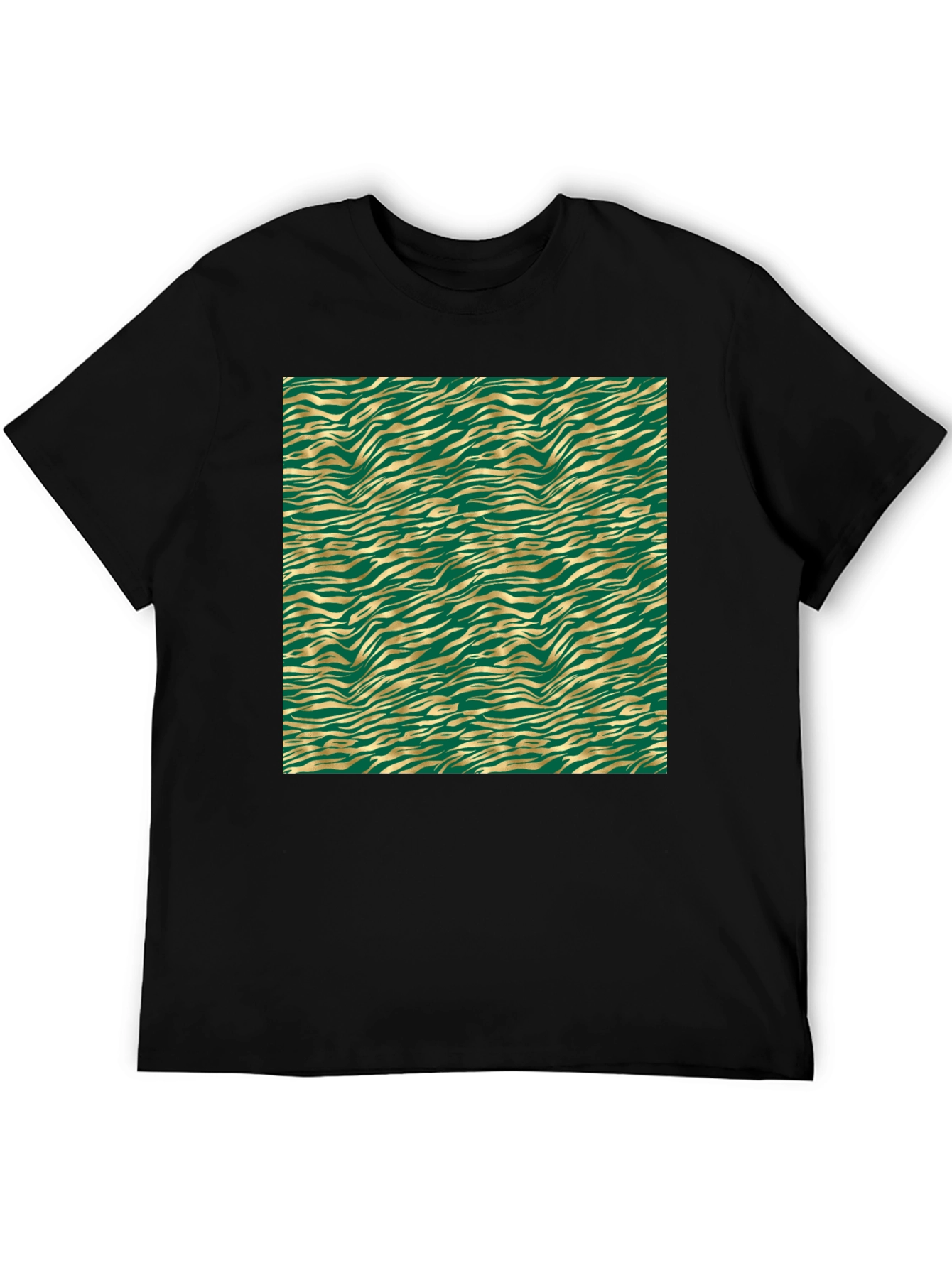 Green & Gold Zebra Print Tee