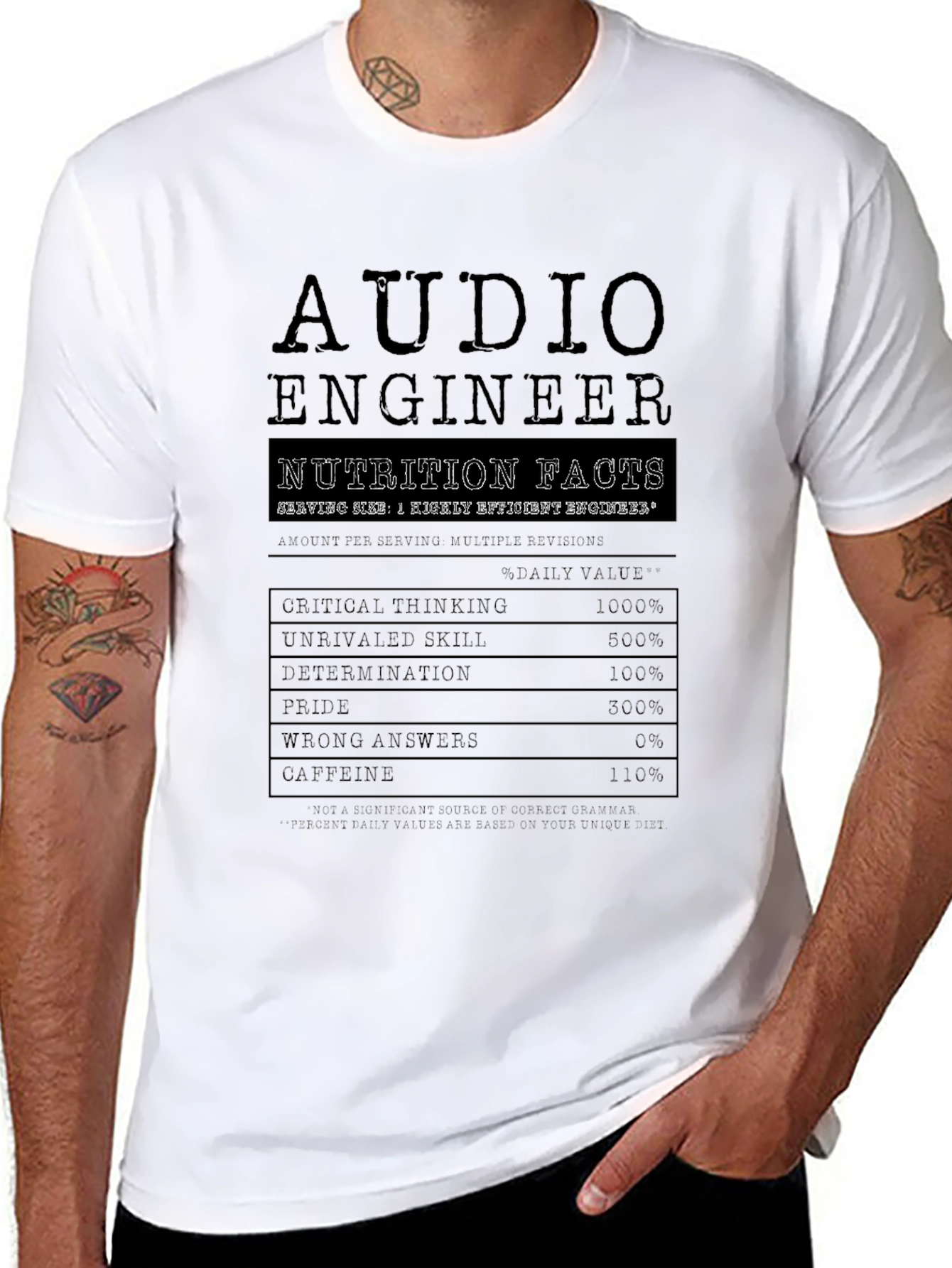 Audio Engineer Nutrition Facts Black T-Shirt