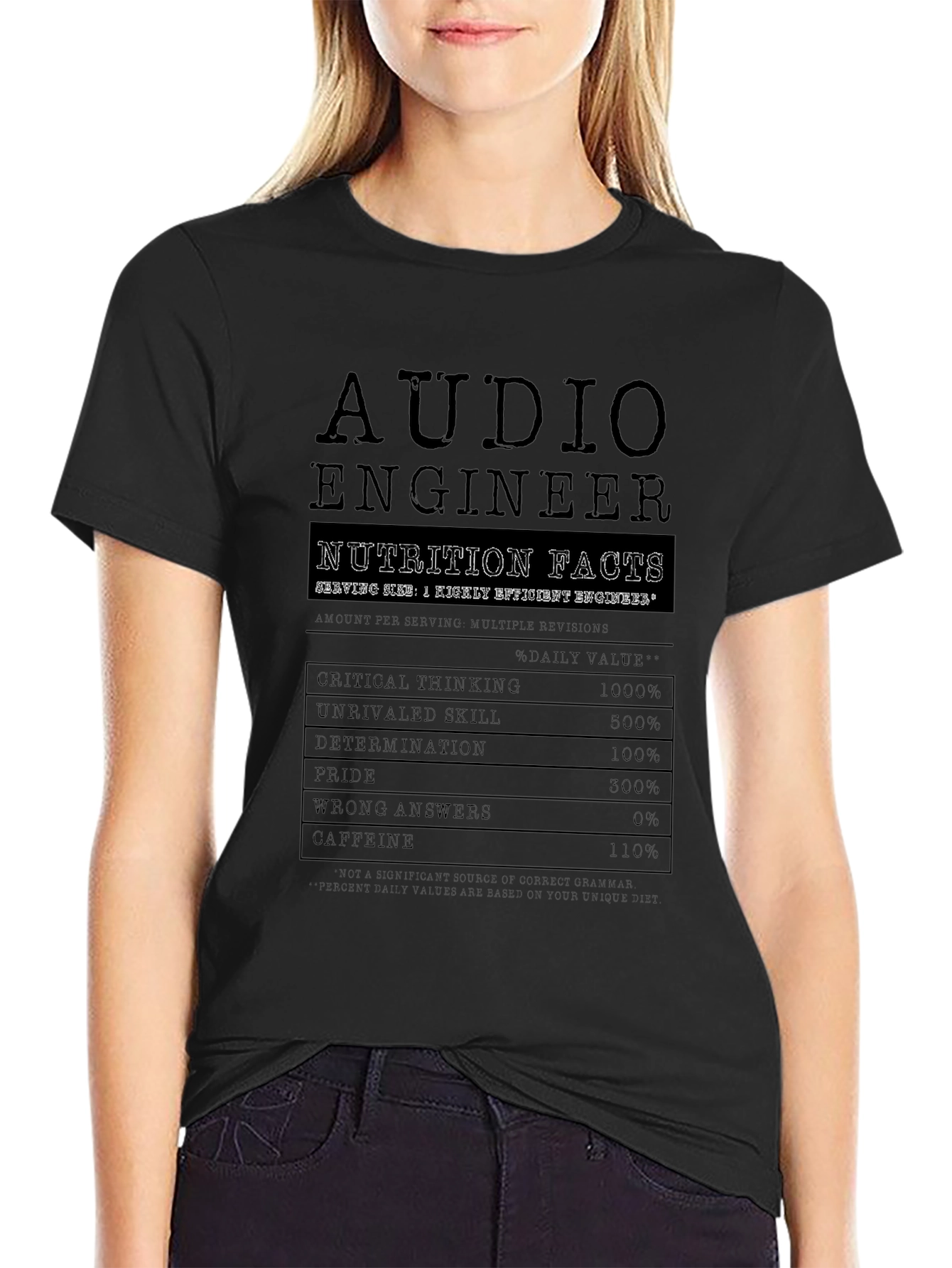 Audio Engineer Nutrition Facts Black T-Shirt
