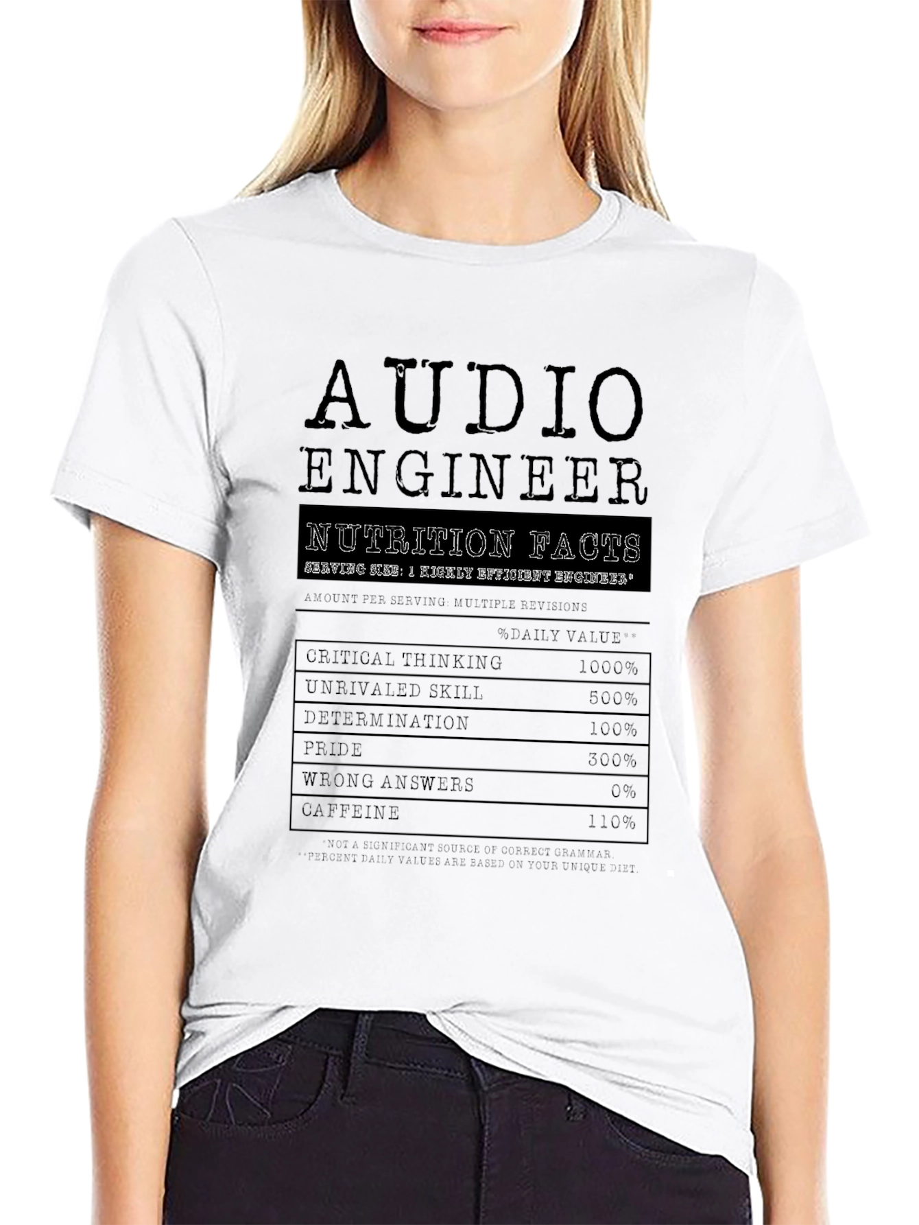 Audio Engineer Nutrition Facts Black T-Shirt