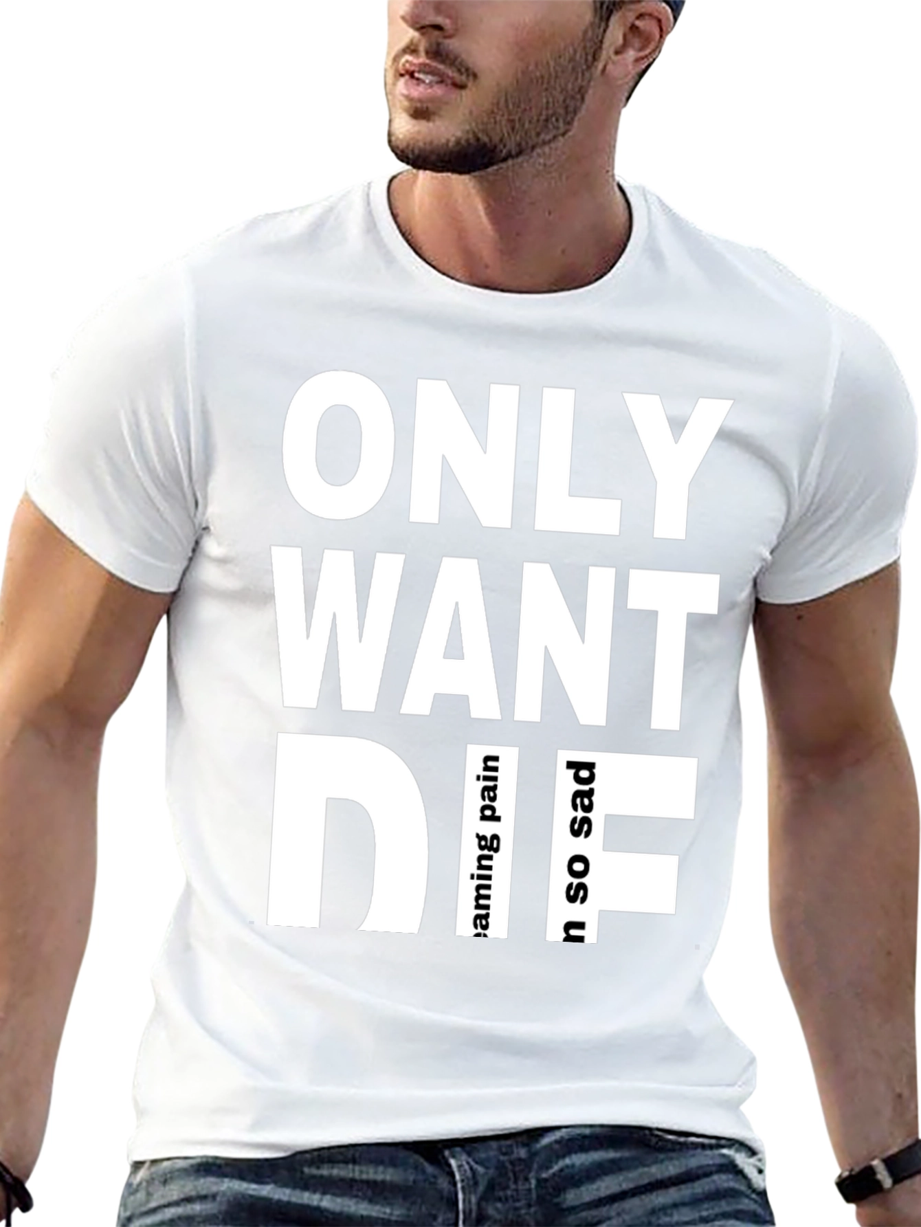 Only Want Die Graphic Tee - Emo Aesthetic