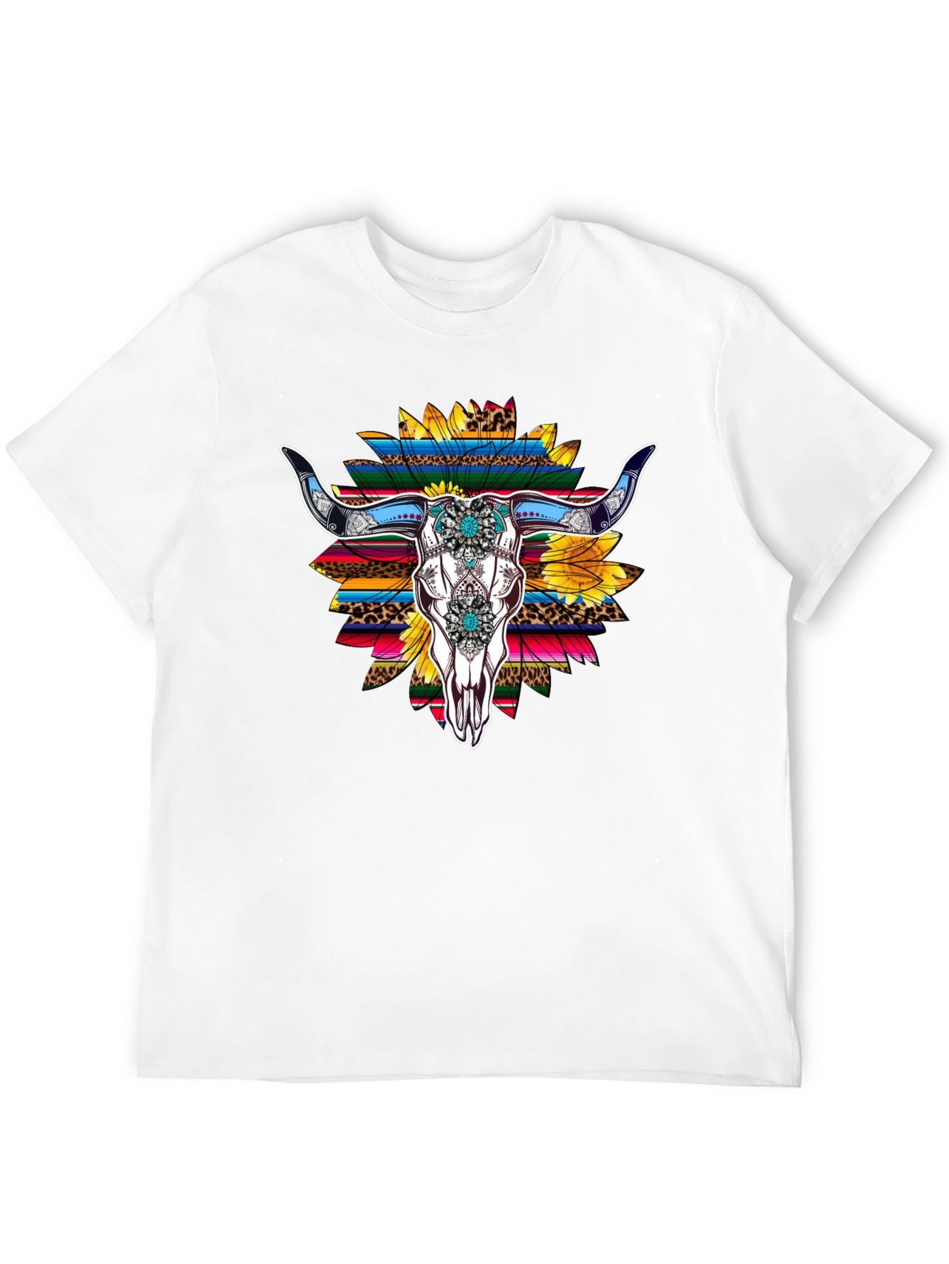 Western Bull Skull Sunflower Graphic Tee