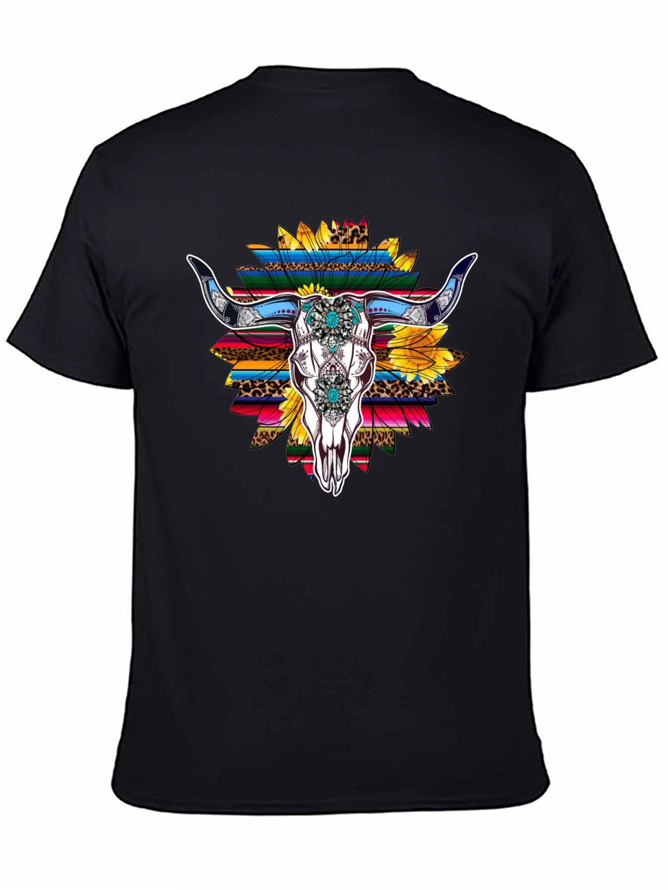 Western Bull Skull Sunflower Graphic Tee