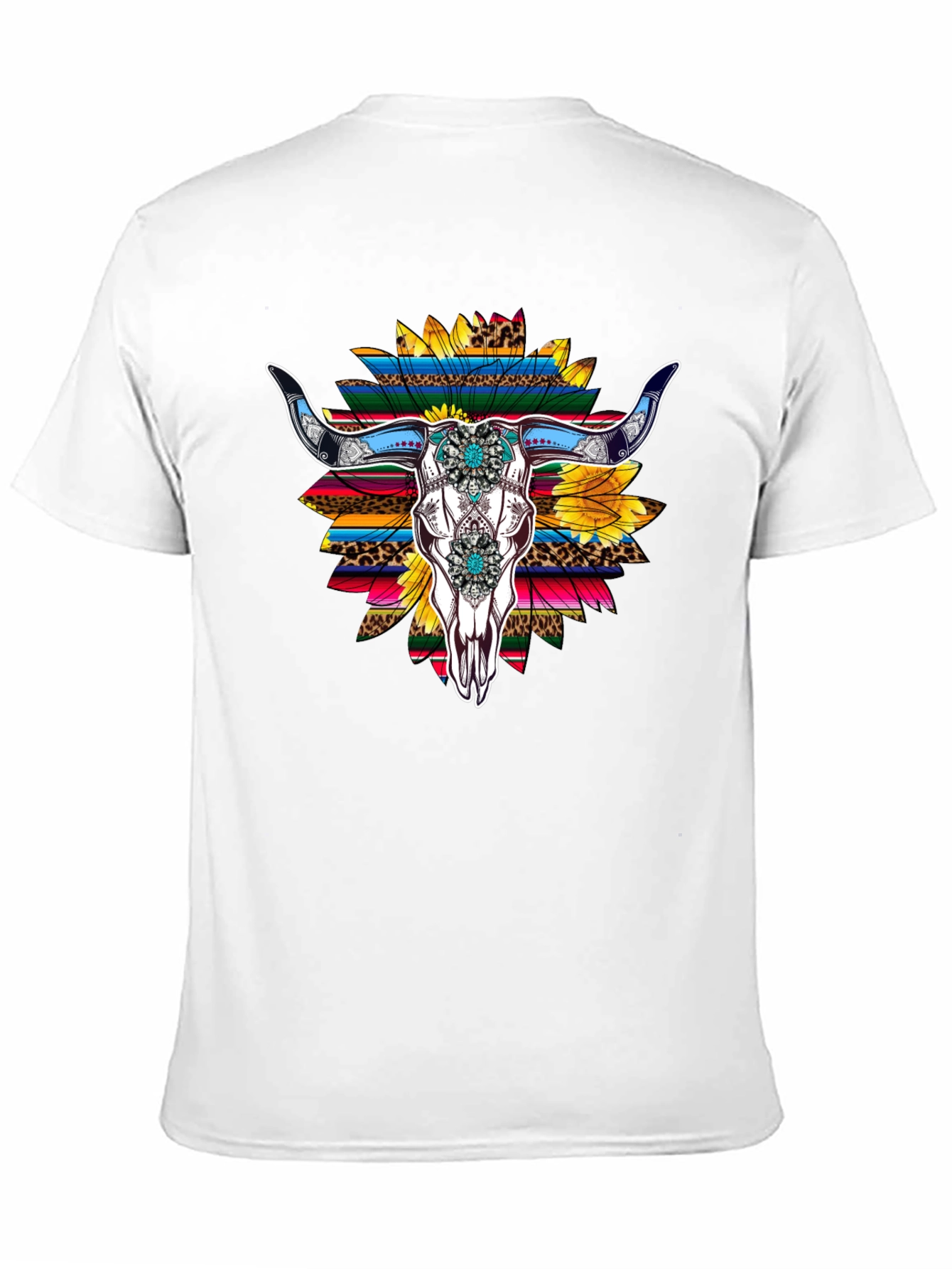 Western Bull Skull Sunflower Graphic Tee