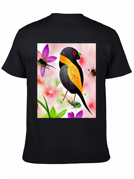 Bird & Flower Print T-Shirt