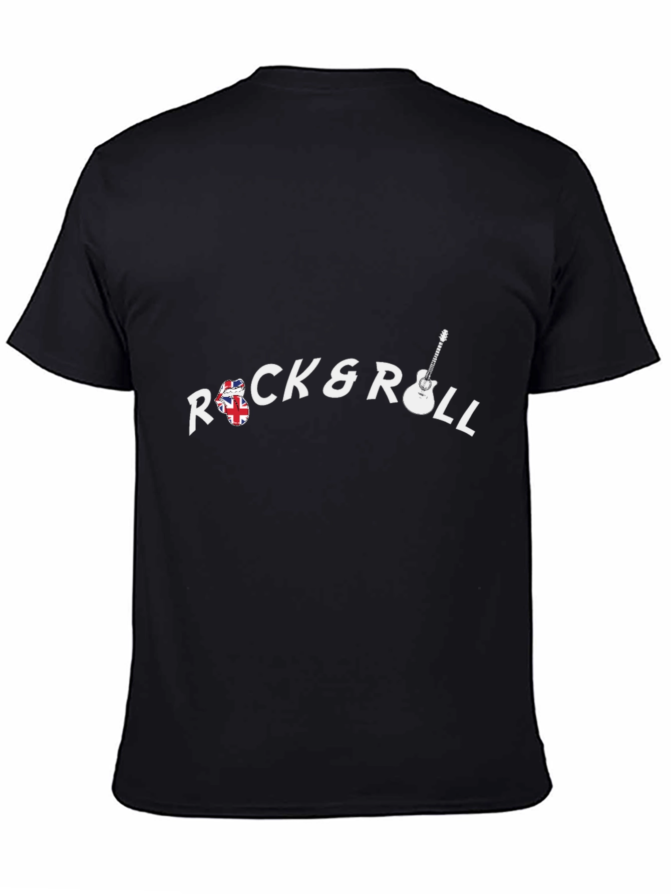 Rock & Roll Black T-Shirt with Guitar Design
