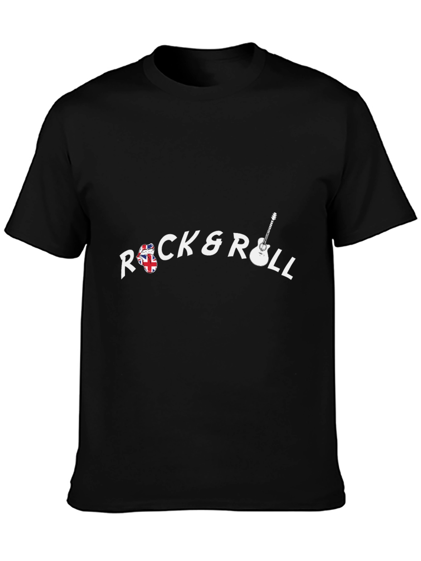 Rock & Roll Black T-Shirt with Guitar Design