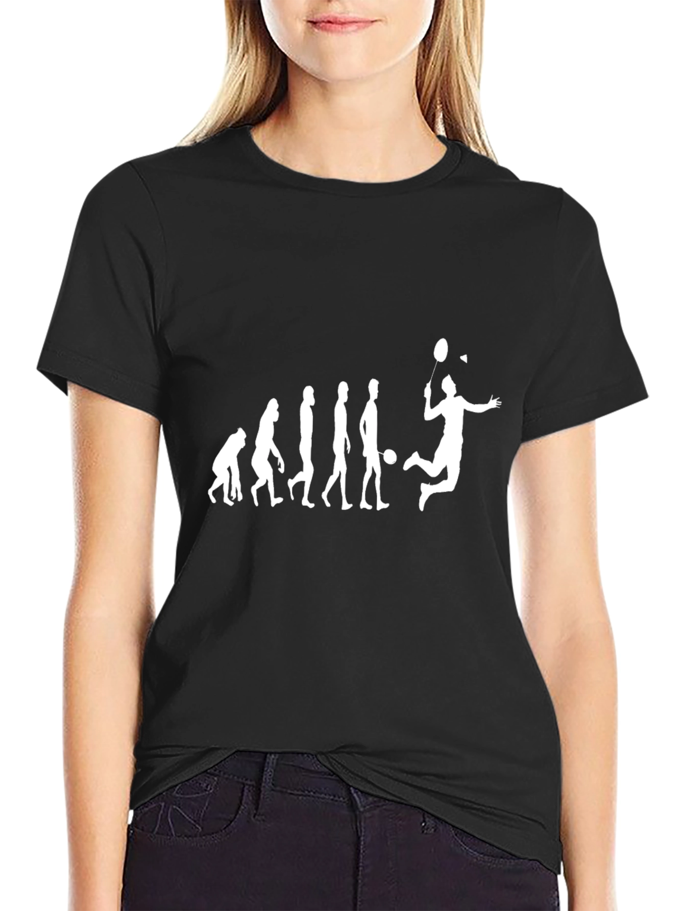 Evolution of Badminton Black T-Shirt