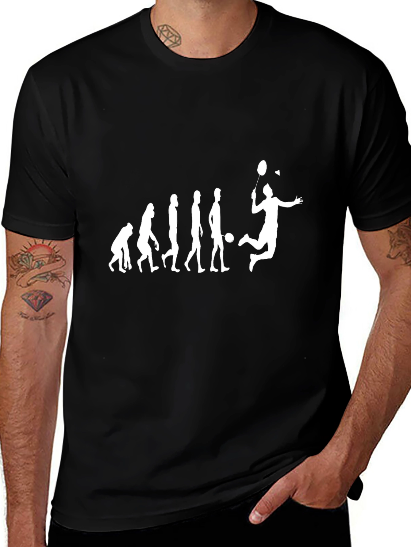 Evolution of Badminton Black T-Shirt