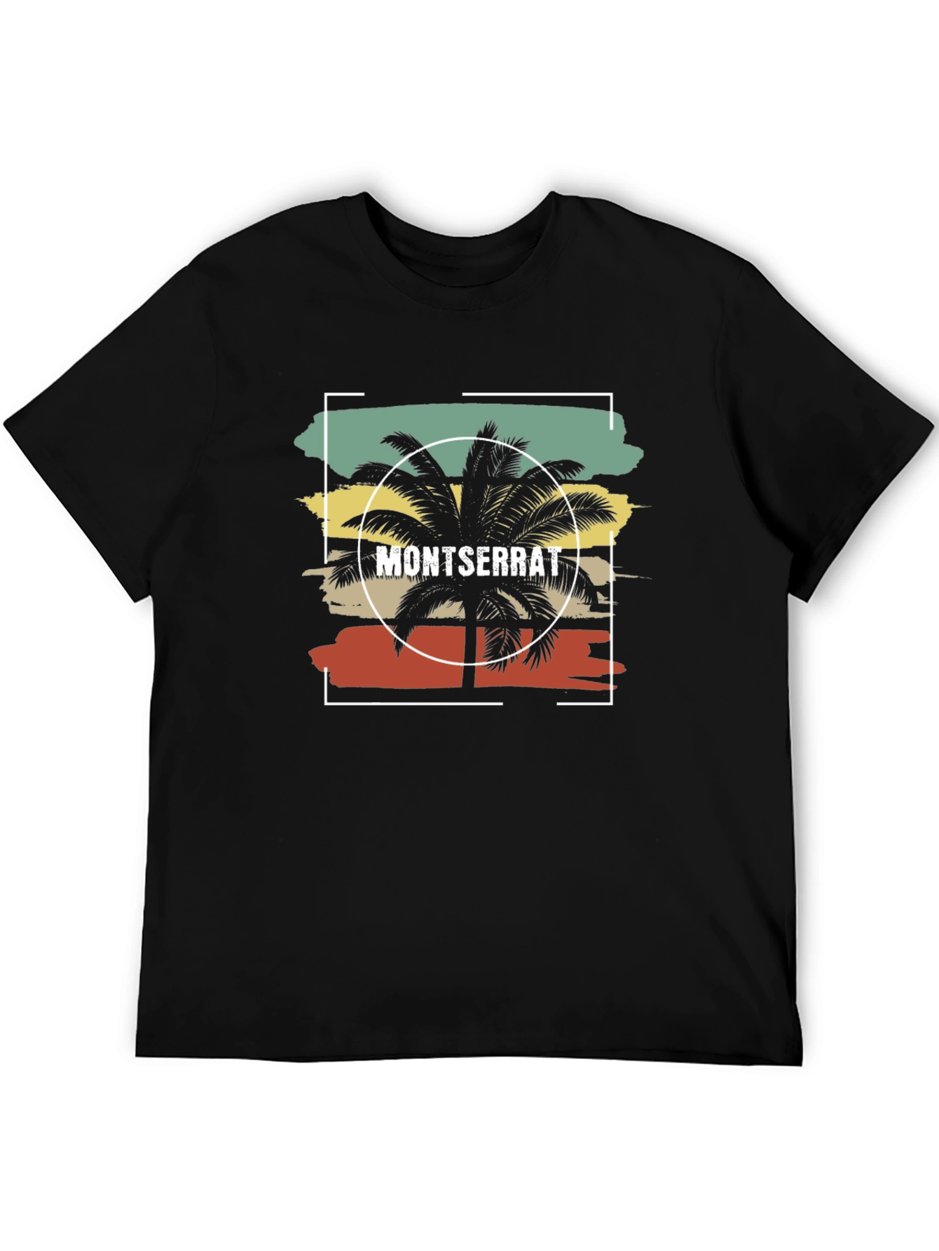 Montserrat Palm Tree Retro Graphic Tee - Black