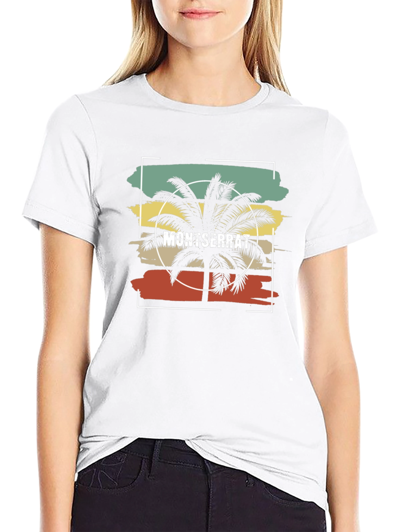 Montserrat Palm Tree Retro Graphic Tee - Black