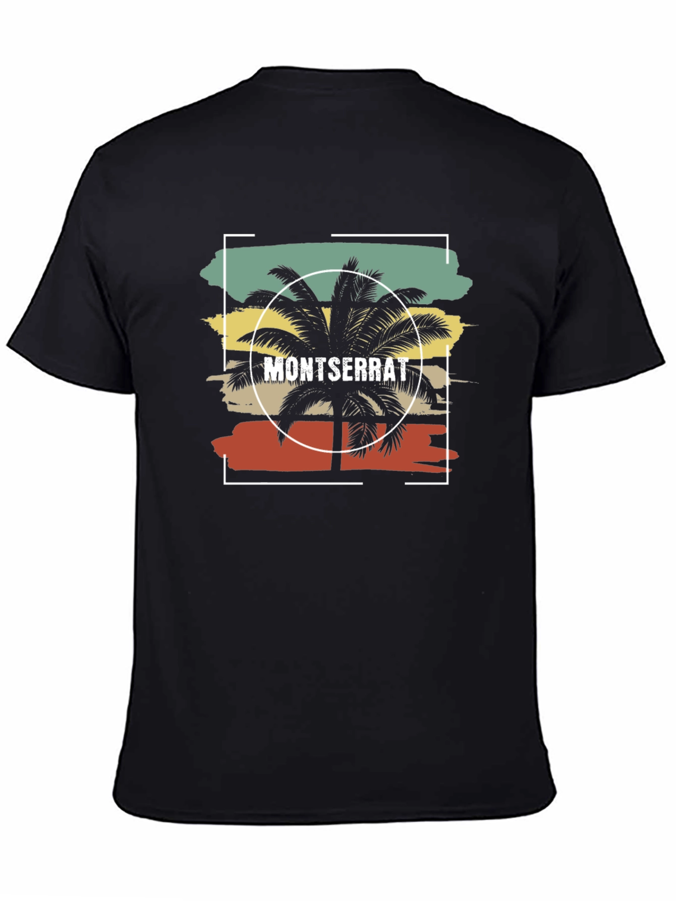 Montserrat Palm Tree Retro Graphic Tee - Black