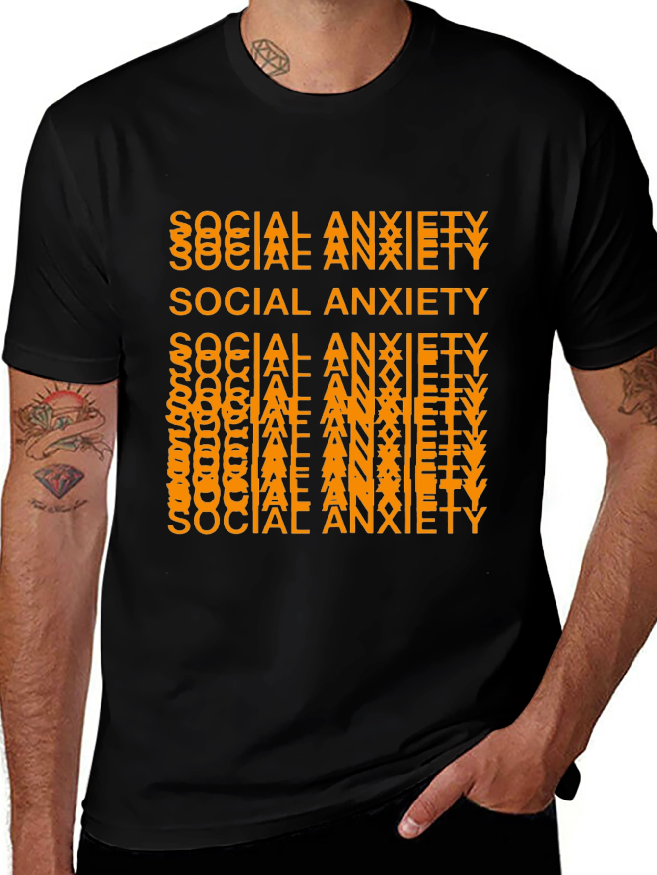 Social Anxiety Graphic Tee - Black Unisex T-Shirt