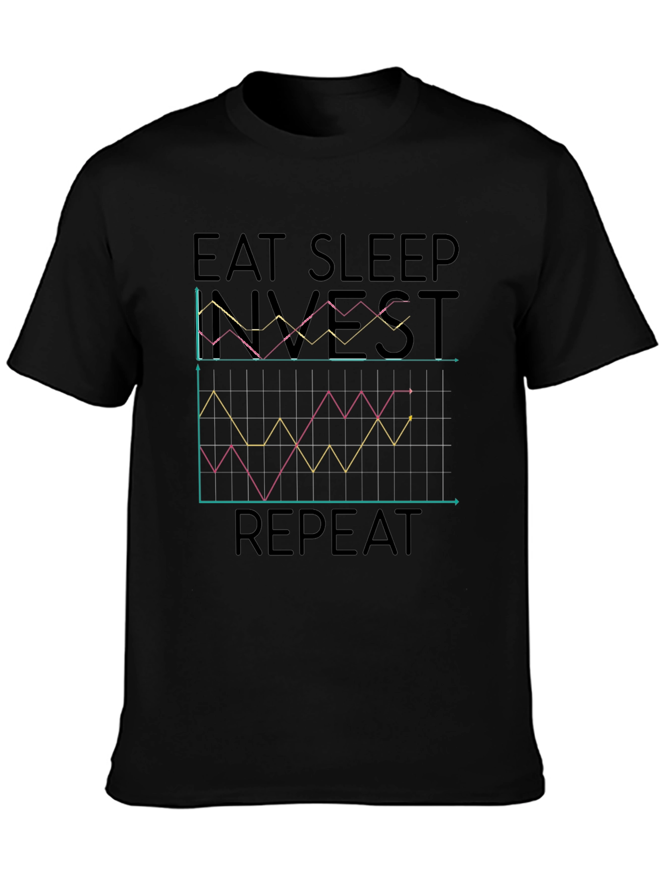 Eat Sleep Invest Repeat Black Graphic Tee