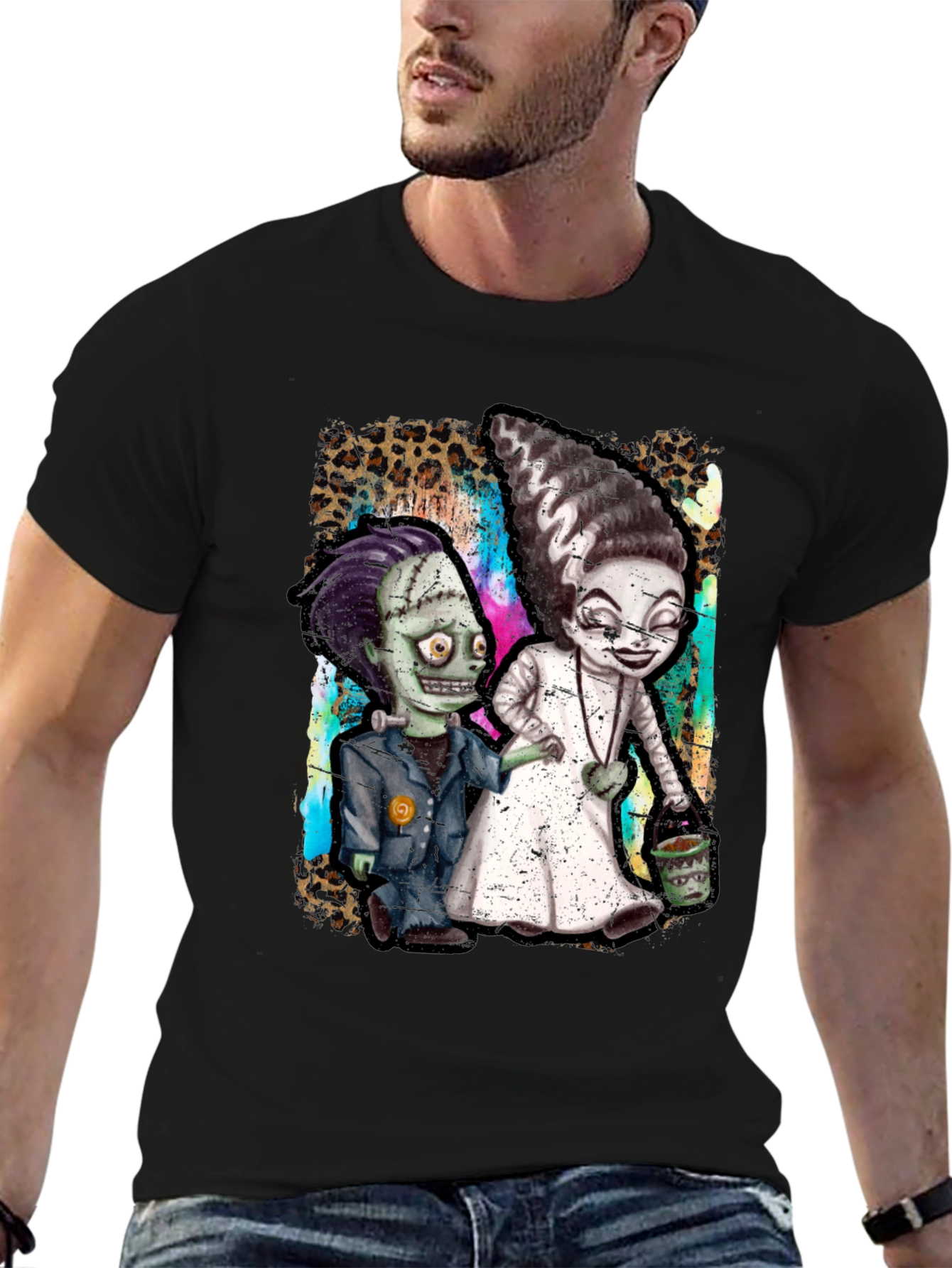 Monster Couple Graphic Tee - Halloween Style