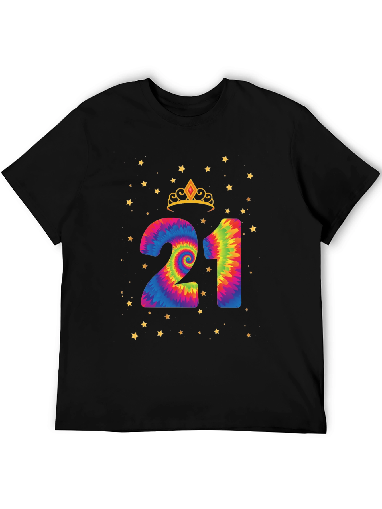 Tie-Dye 21st Birthday Crown Star T-Shirt