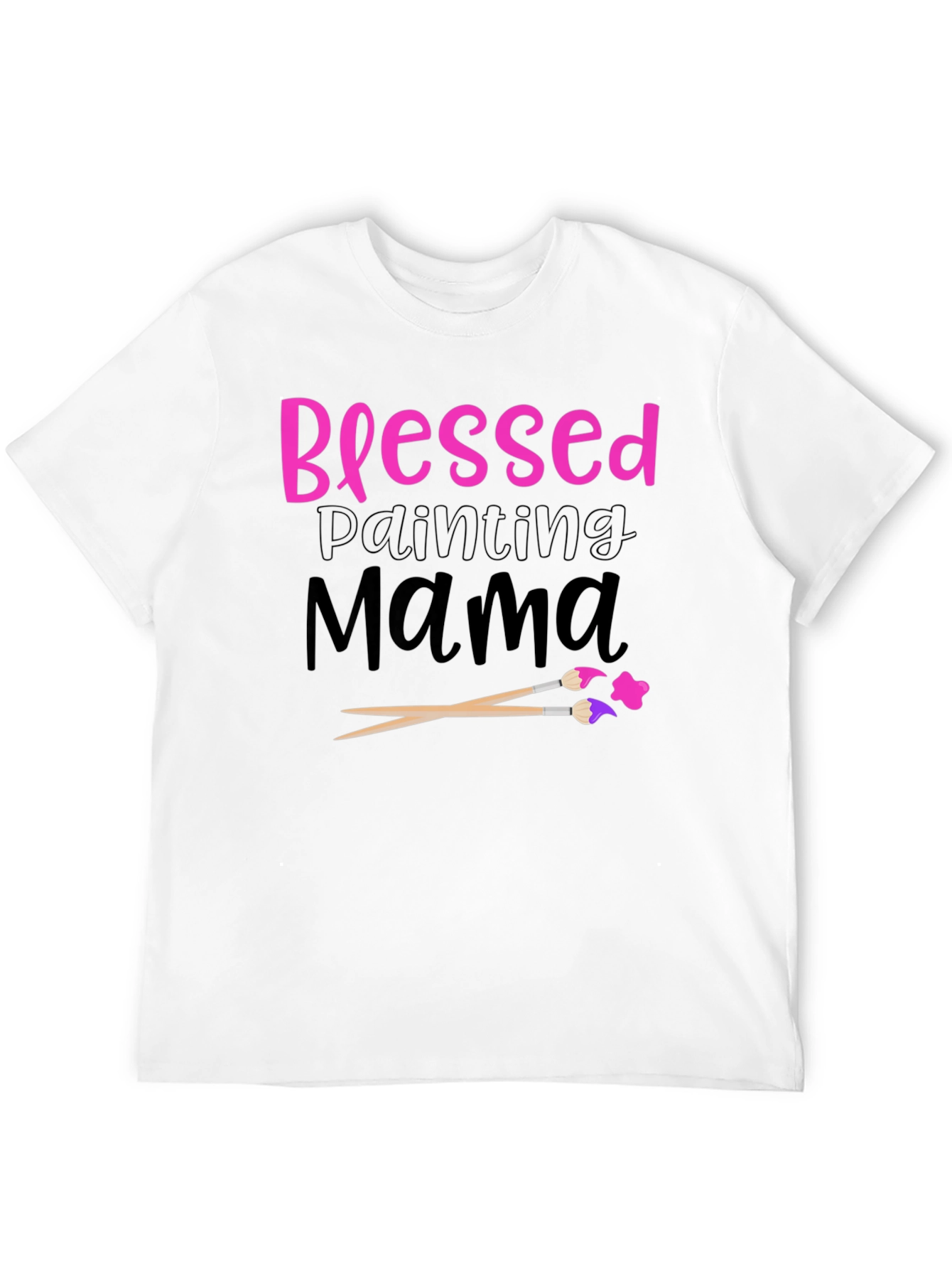 Blessed Painting Mama Black Graphic T-Shirt