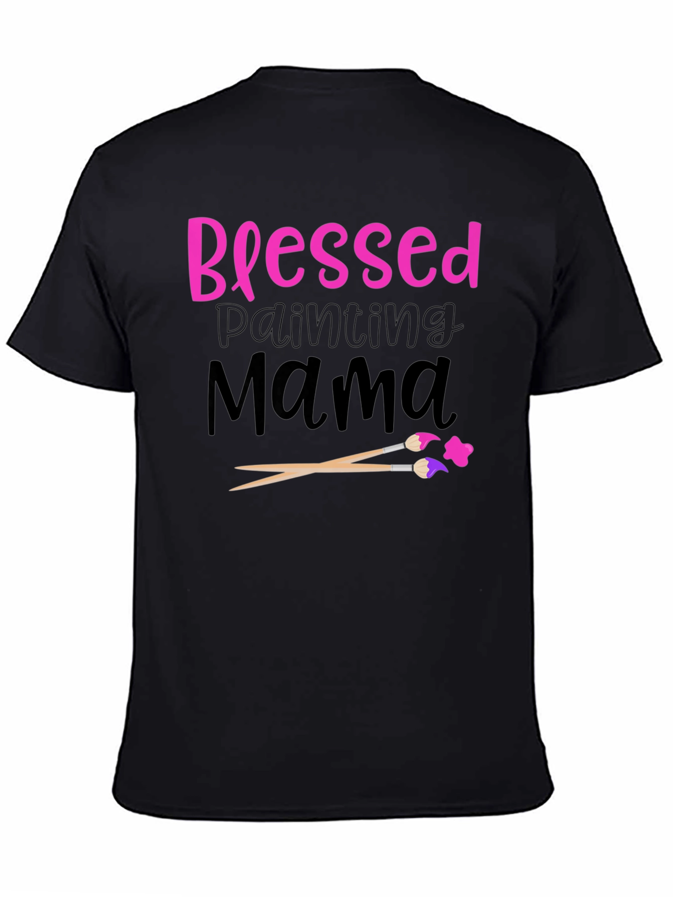 Blessed Painting Mama Black Graphic T-Shirt