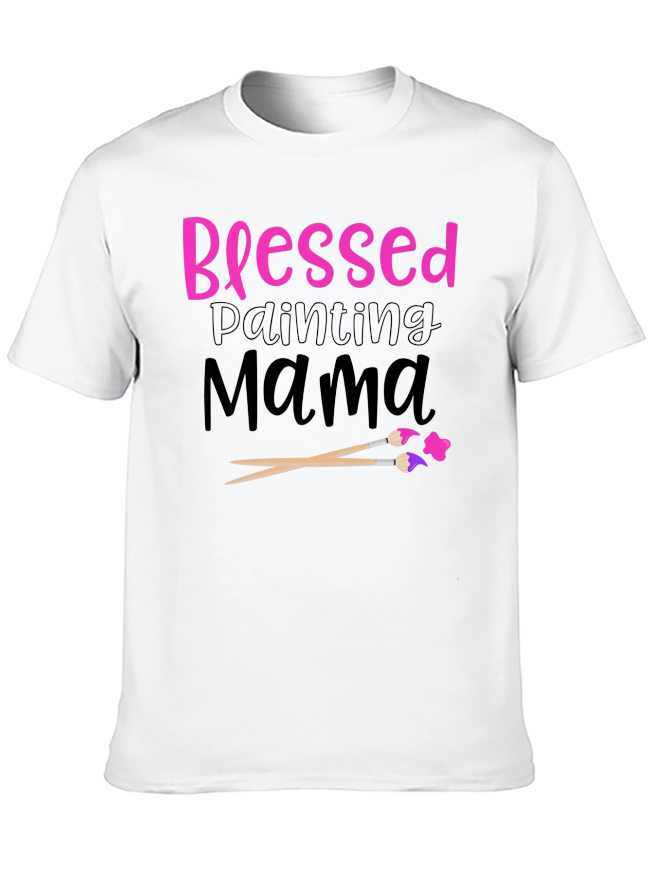Blessed Painting Mama Black Graphic T-Shirt