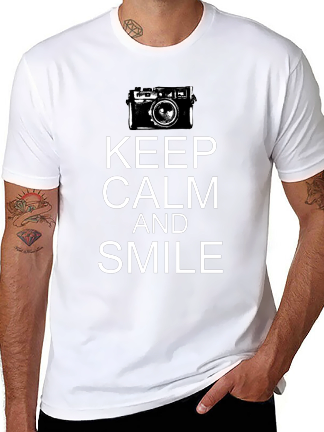 Keep Calm & Smile Camera T-Shirt