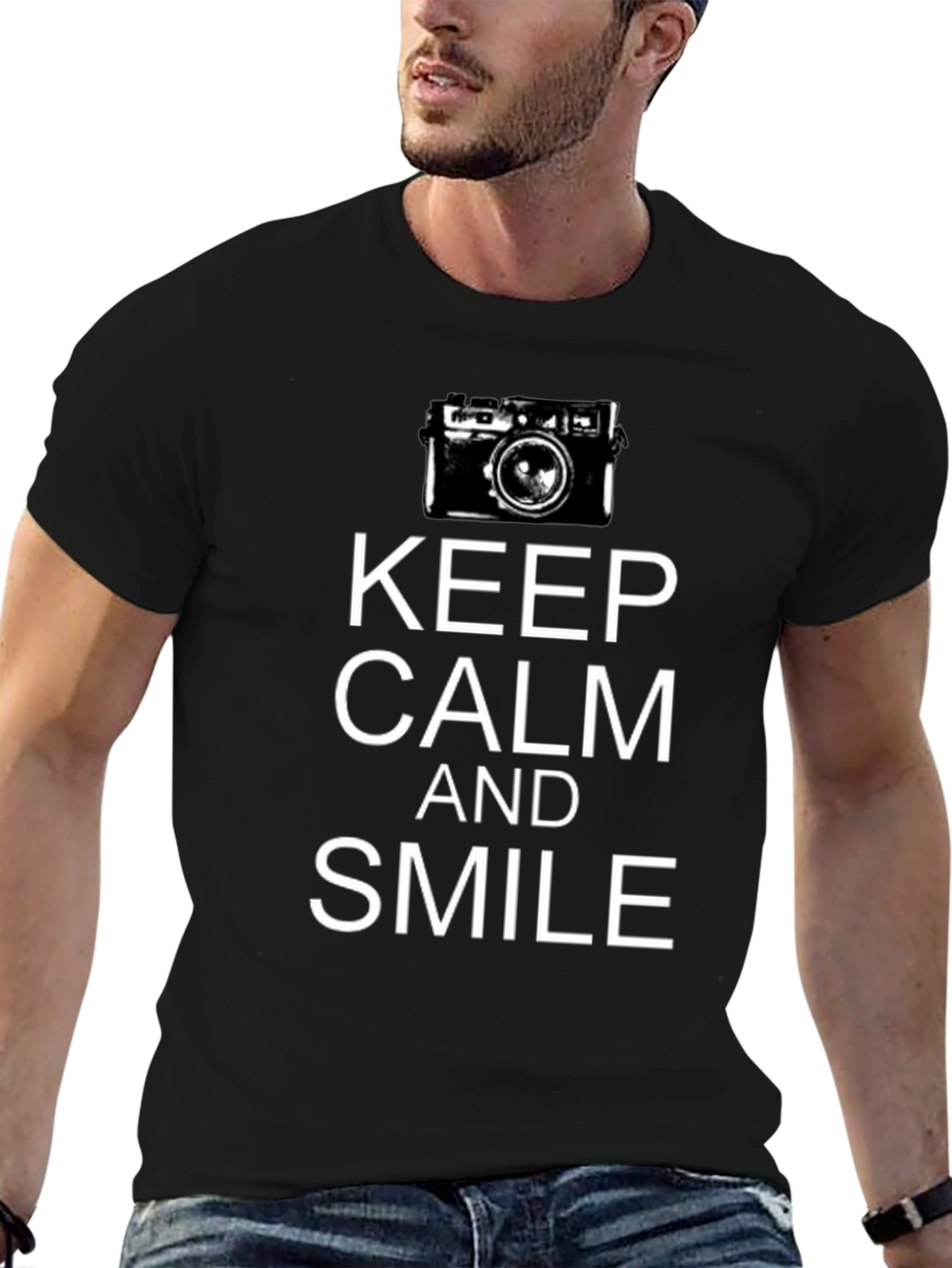 Keep Calm & Smile Camera T-Shirt
