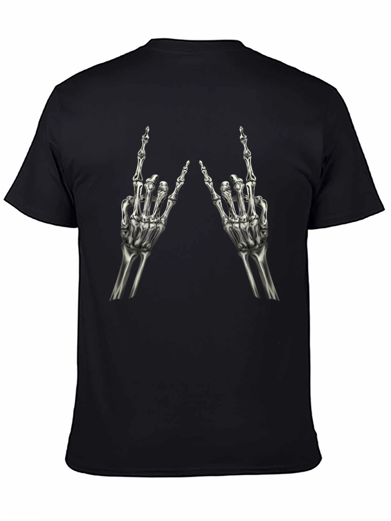 Rock On Skeleton Hand Black T-Shirt