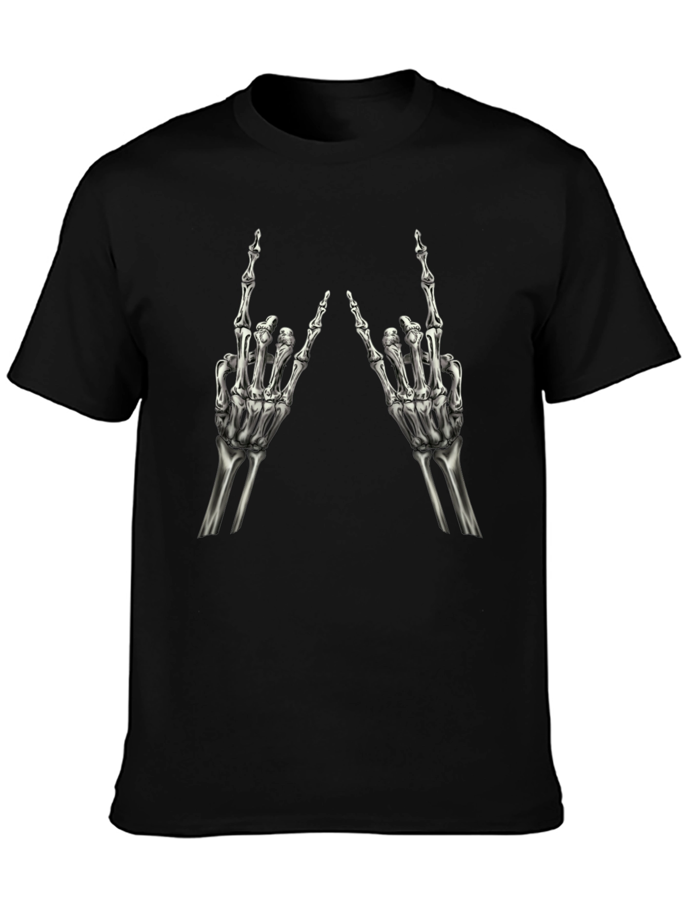 Rock On Skeleton Hand Black T-Shirt