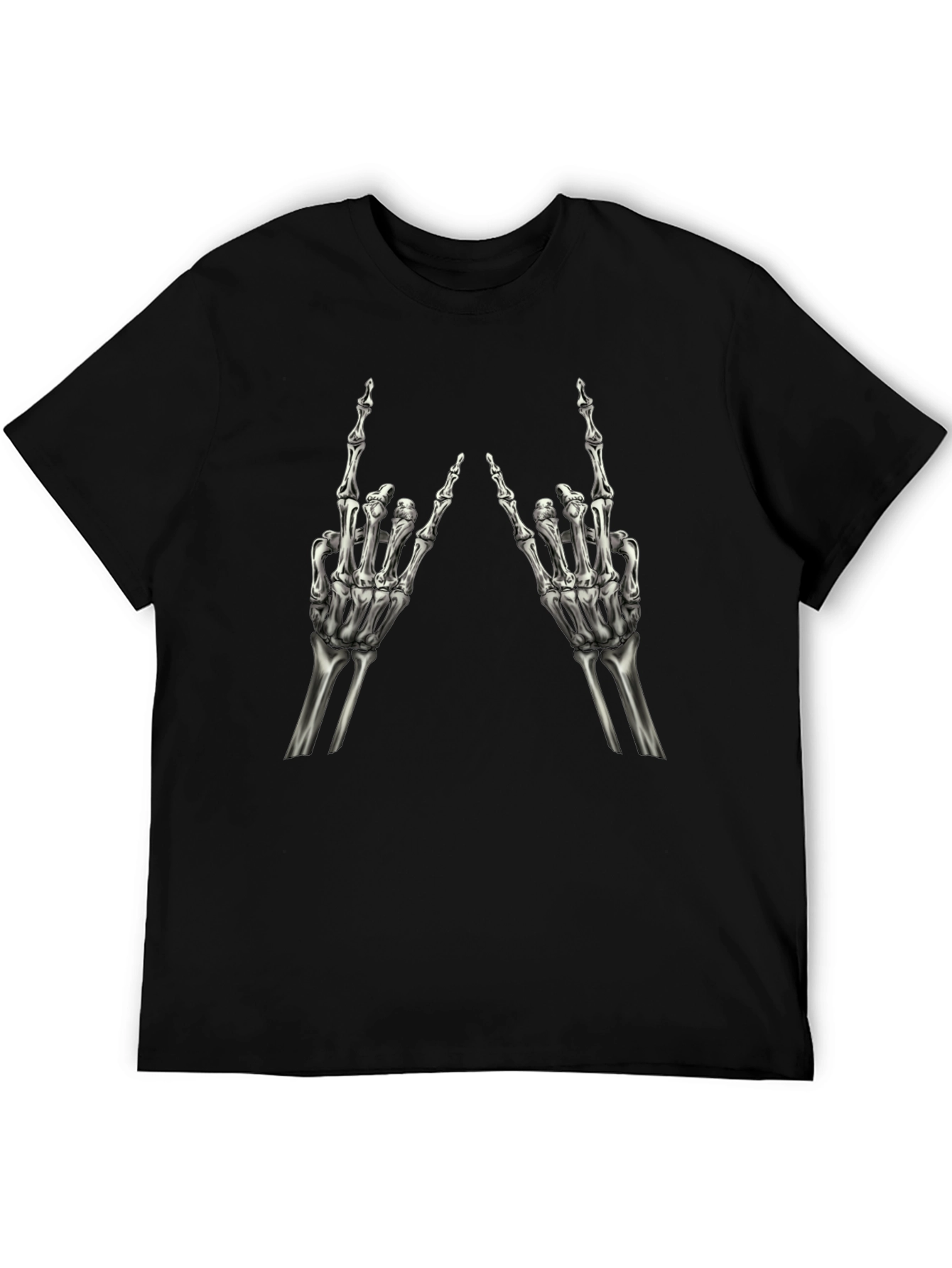 Rock On Skeleton Hand Black T-Shirt