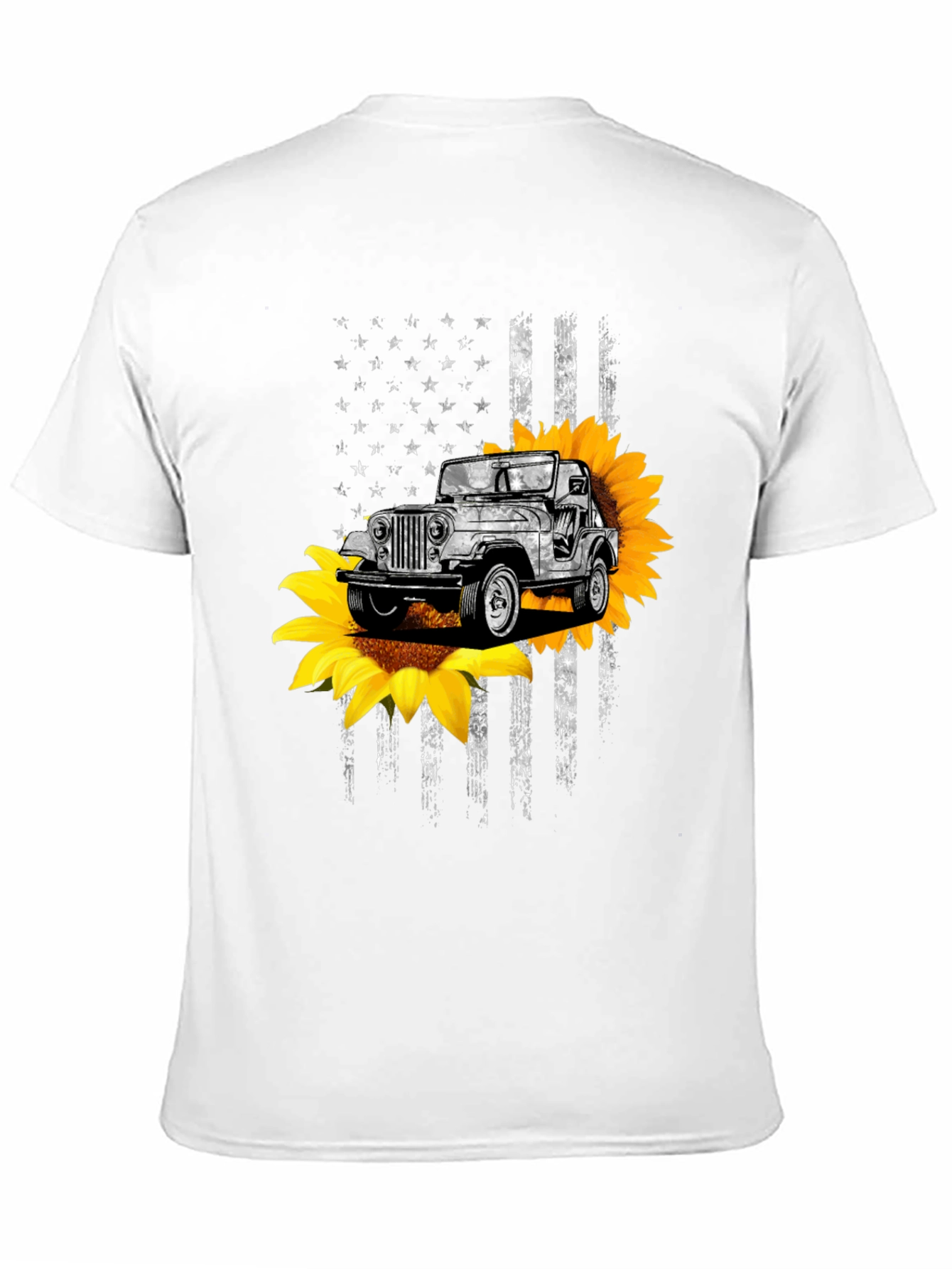 American Flag Jeep Sunflower Graphic Tee