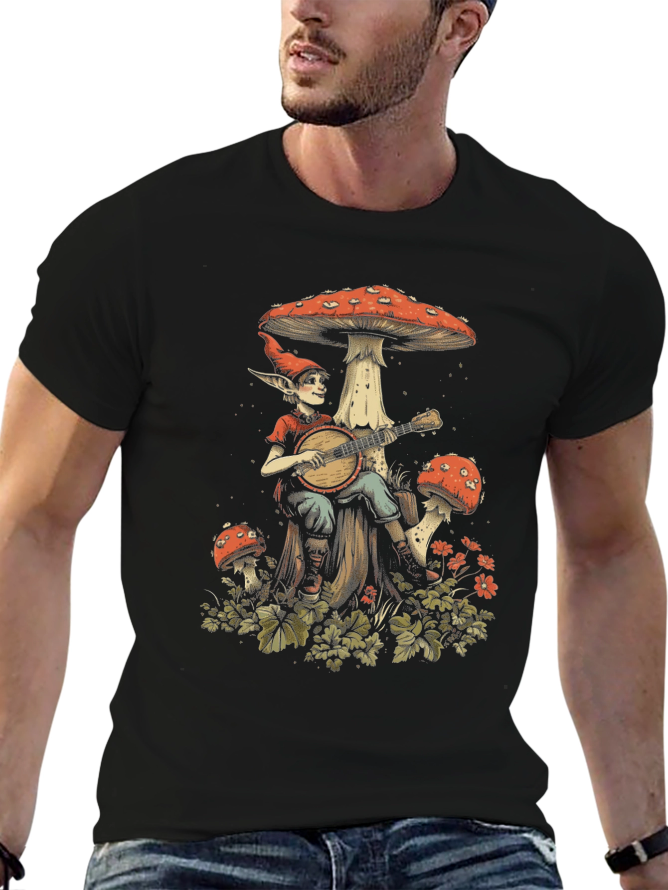 Mushroom Elf Graphic Tee - Whimsical Style