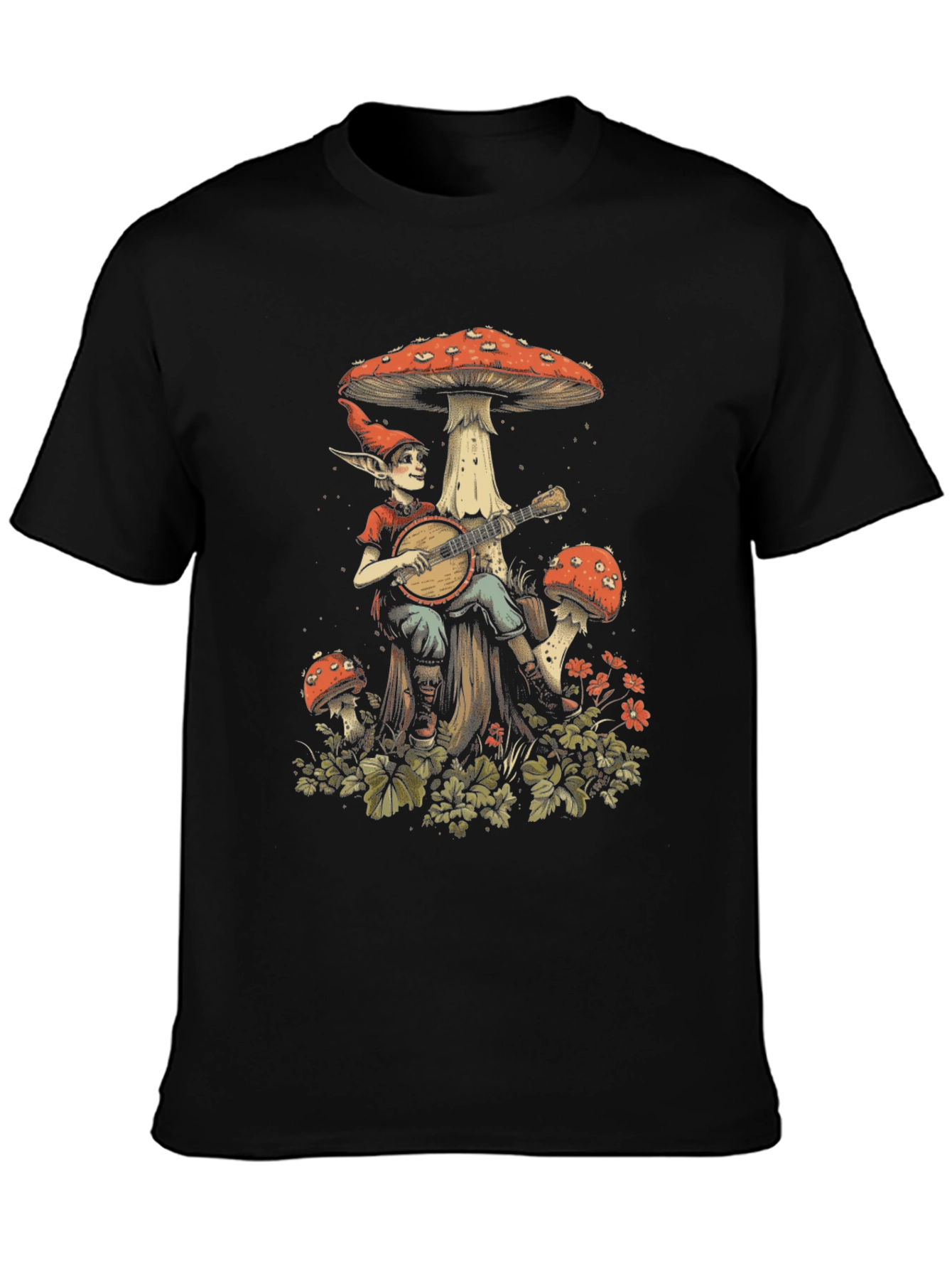 Mushroom Elf Graphic Tee - Whimsical Style