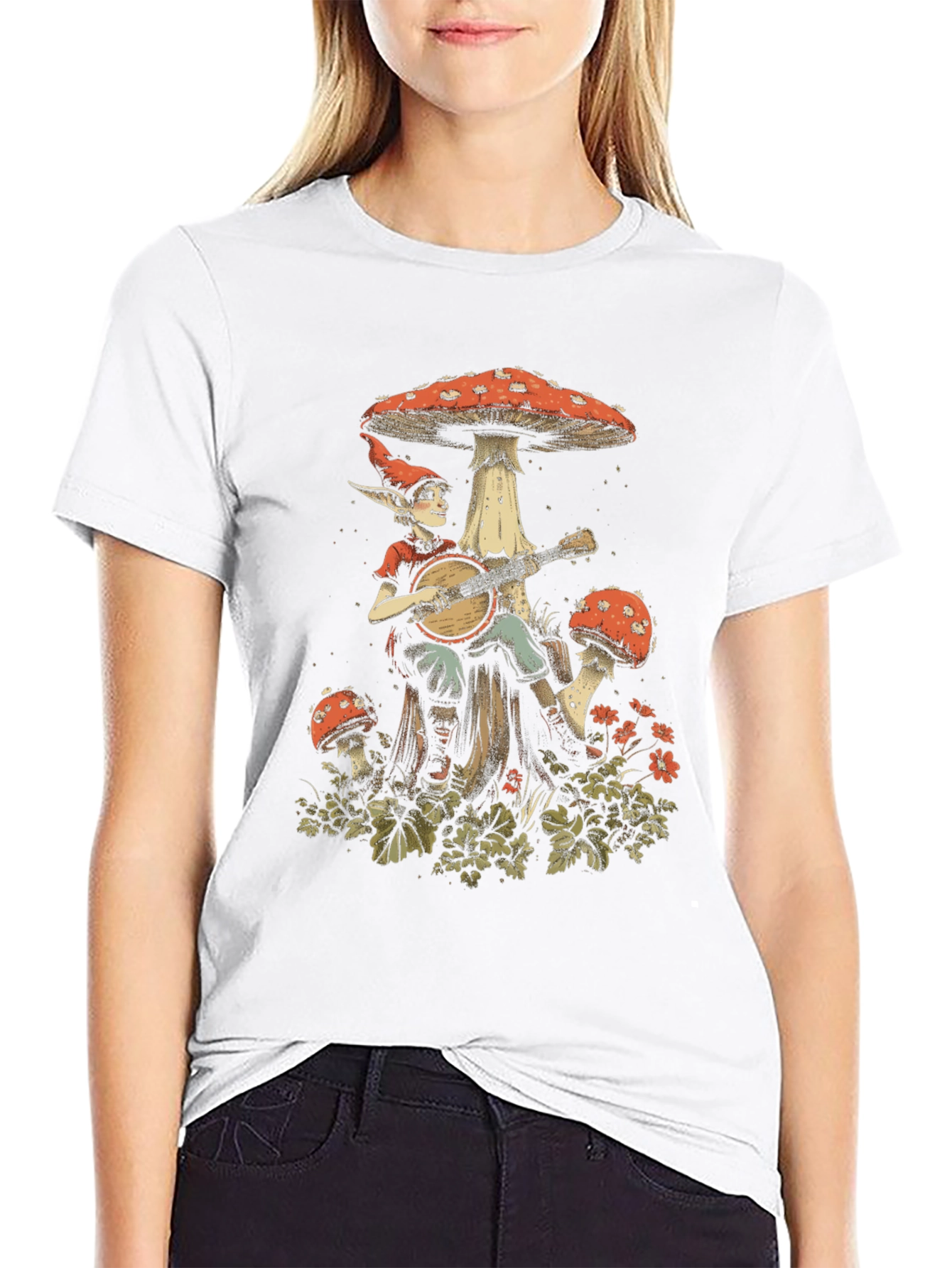 Mushroom Elf Graphic Tee - Whimsical Style
